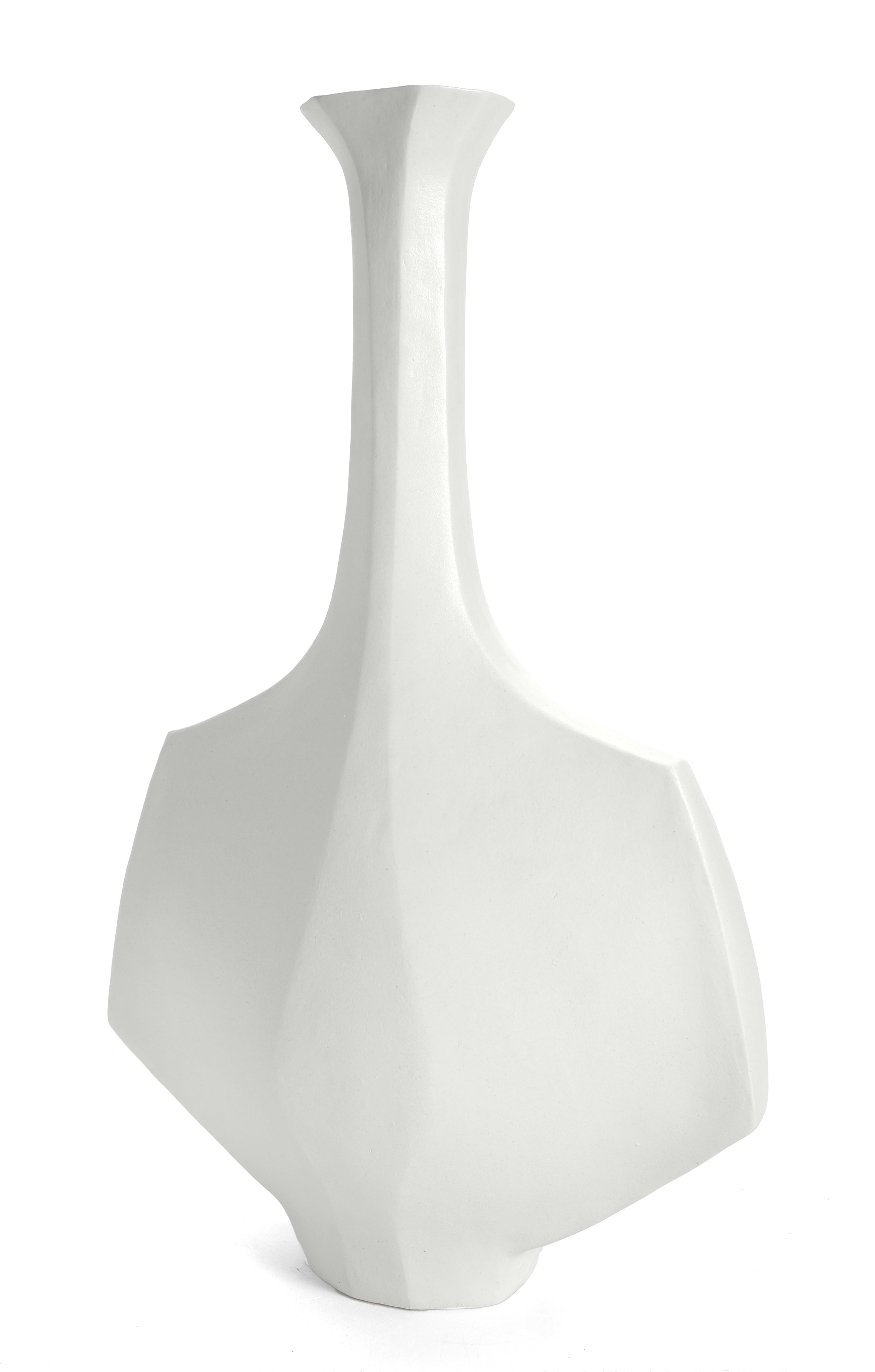 Mid-Century Modern Sculptural Vessel in White Stoneware – Small Hanè by Beverly Morrison - Sculptor | The Oblist — white ston