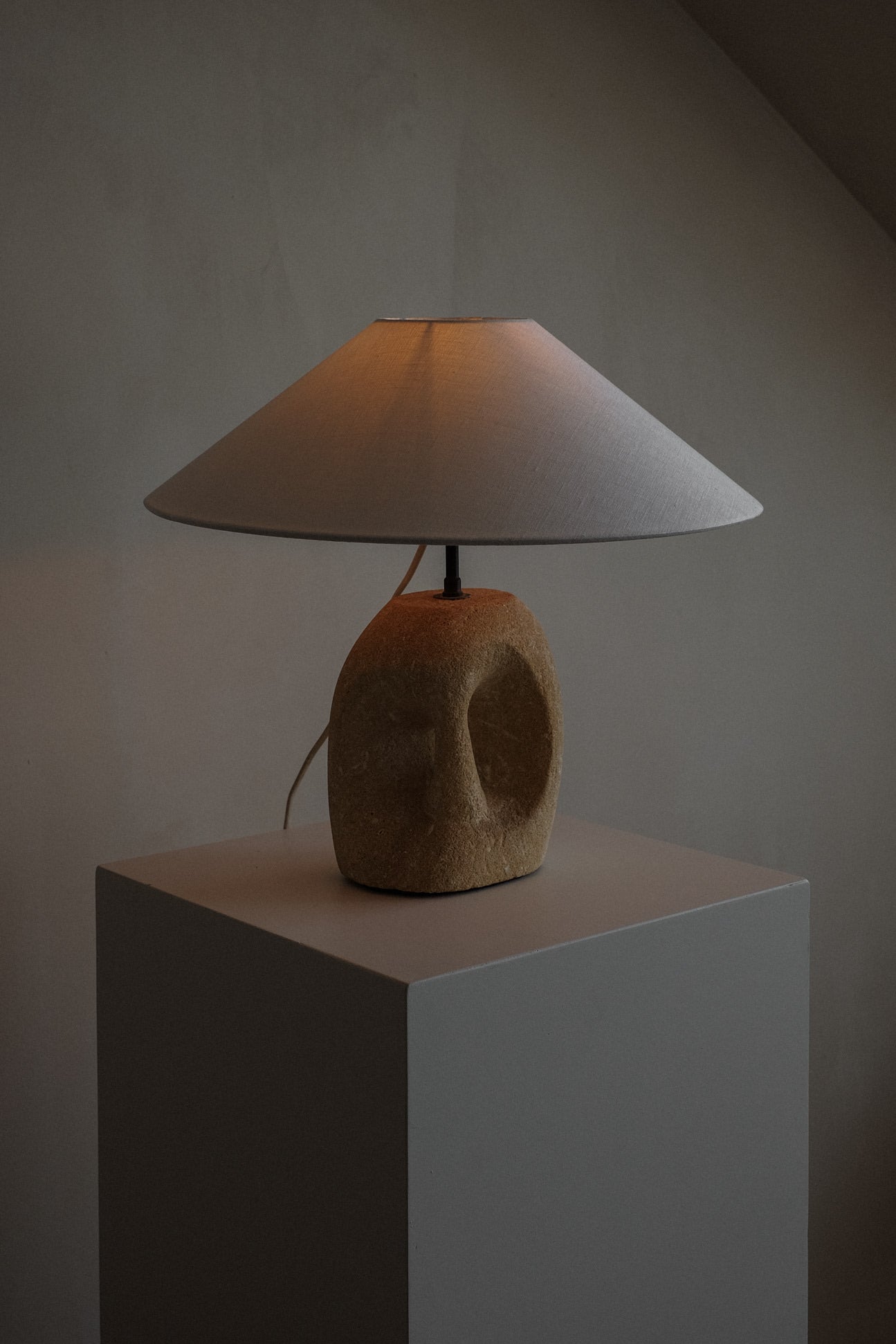 Table Lamp in Hand-Carved Stone by Pierre-Albert Tormos, 1970s by septembre studios | The Oblist