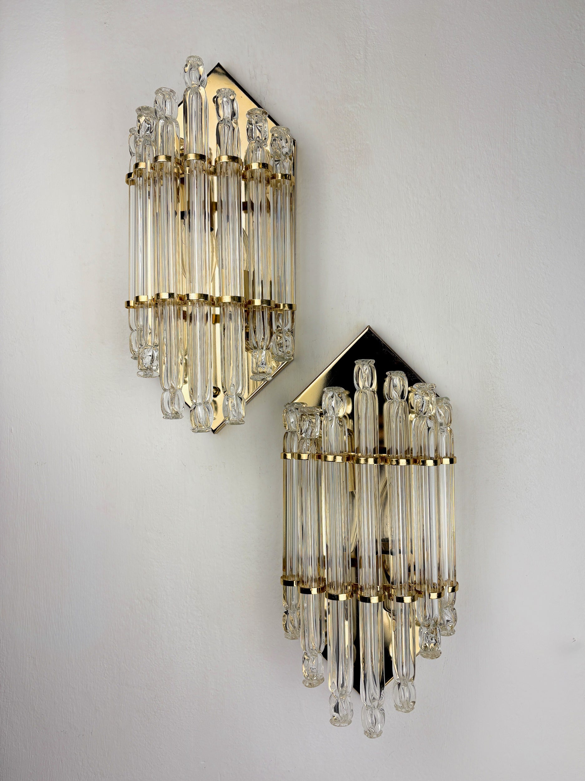 Pair of Venini wall lights, Murano cut glass, Circa 1970's, Italy by Malamar Studio | The Oblist