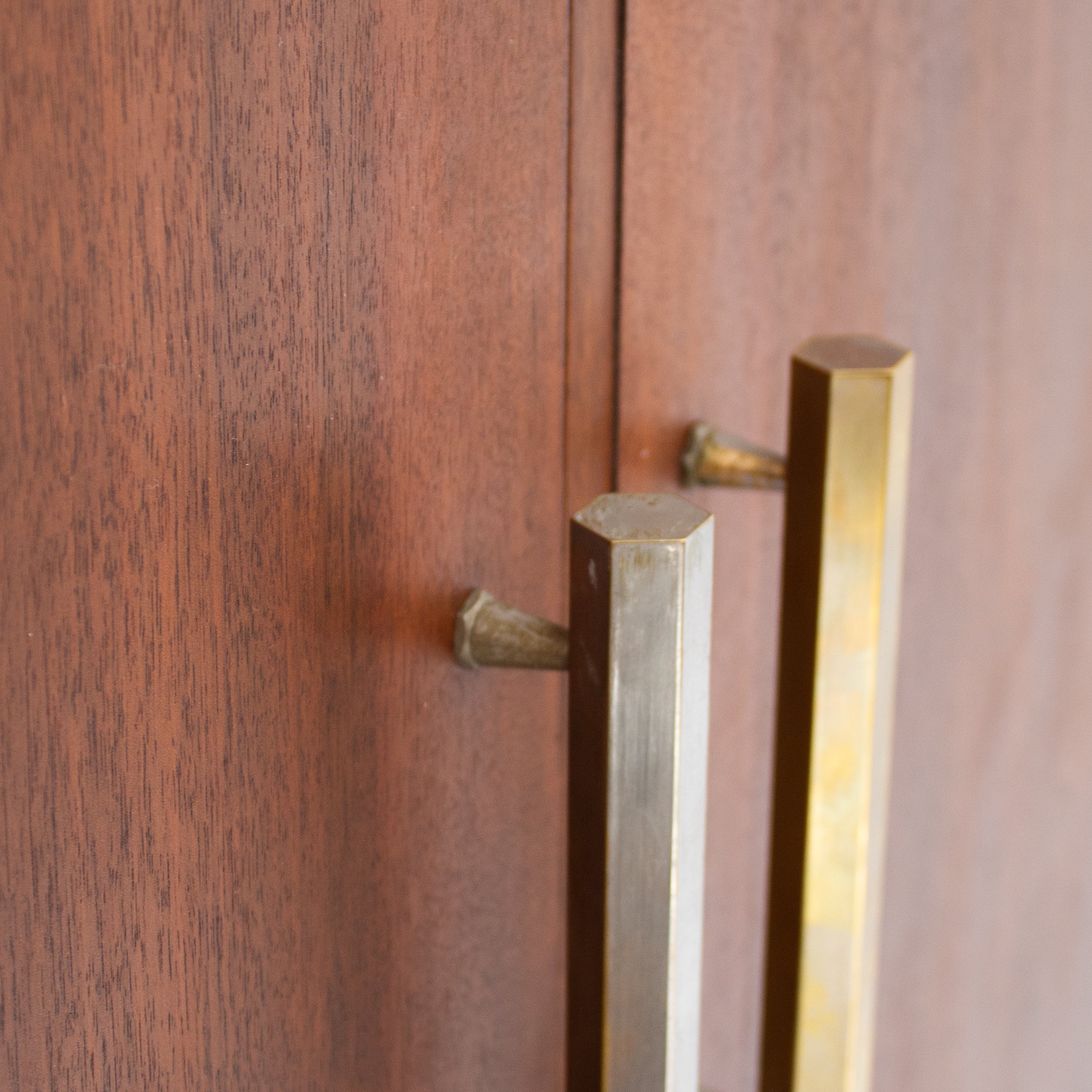 Mid-Century Walnut Wardrobe with Brass Handles — additional view