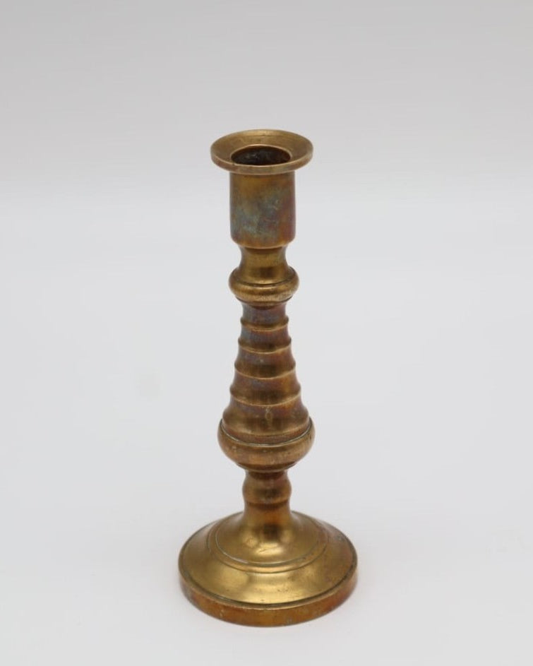 19th-Century Ribbed Brass Candlestick – Victorian Elegance by Forma Finds | The Oblist