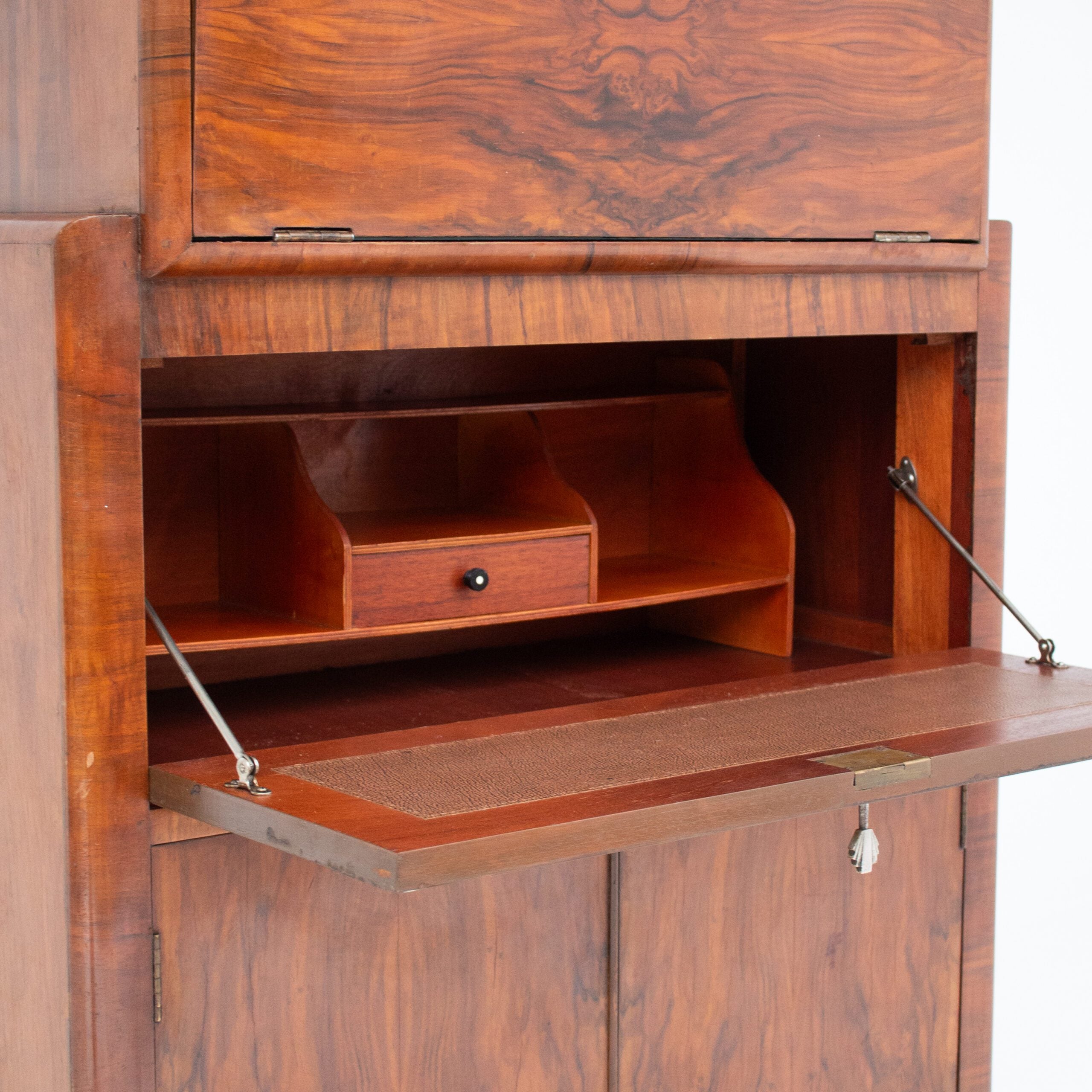 Vintage Biedermeier Secretary Cabinet in Walnut Veneer — alternate view