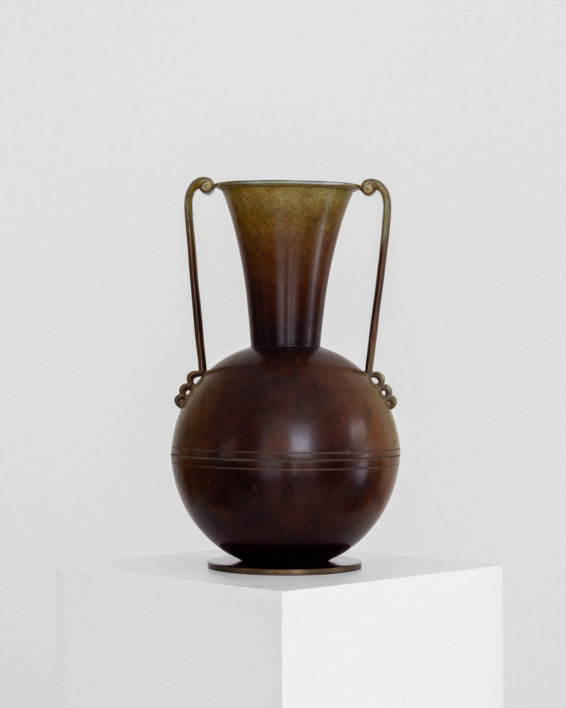 Graceful Art Deco Vase by Ystad-Metall | The Oblist — bronze finish, vintage design