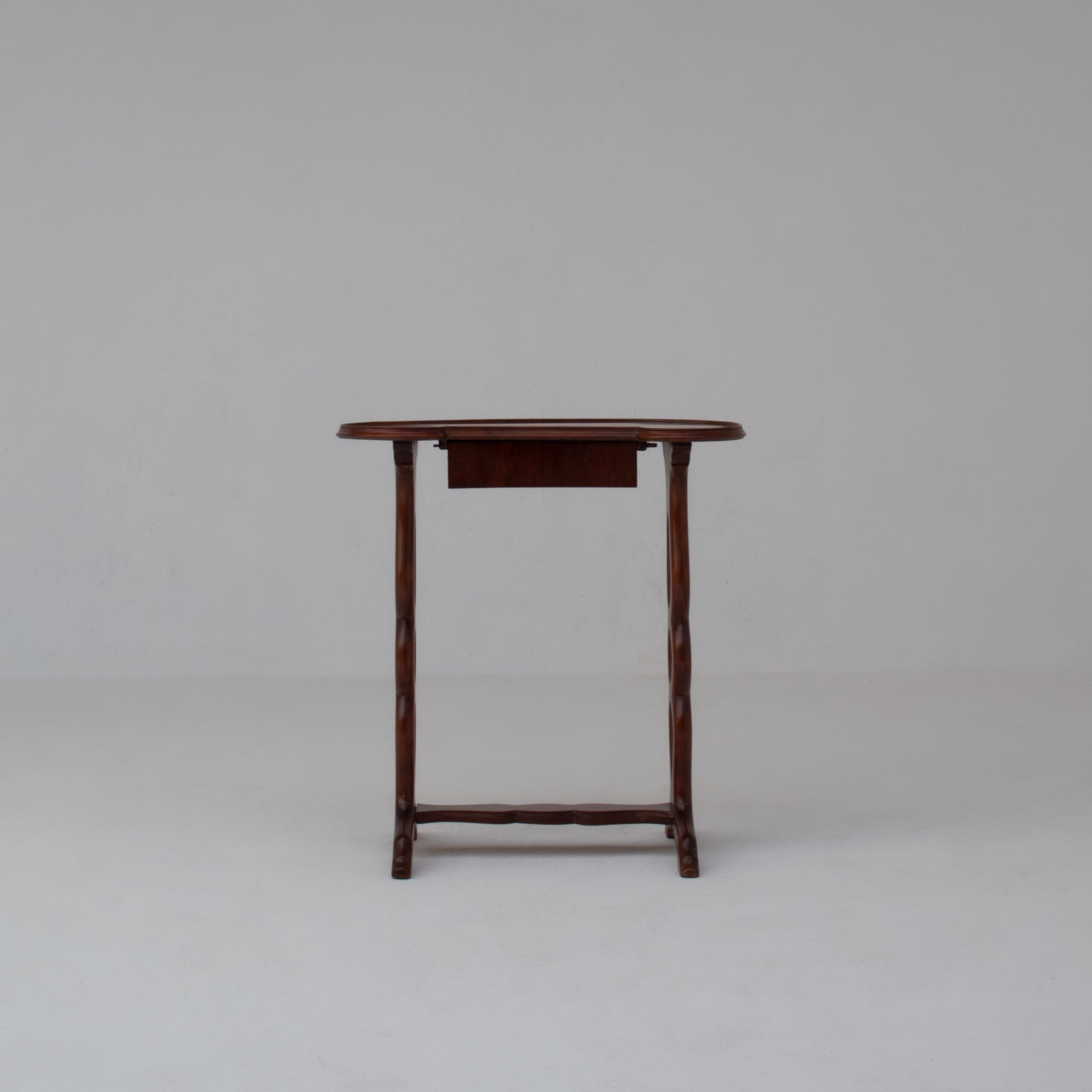 Michel Briard Sculptural Mahogany Side Table with Drawer — close-up