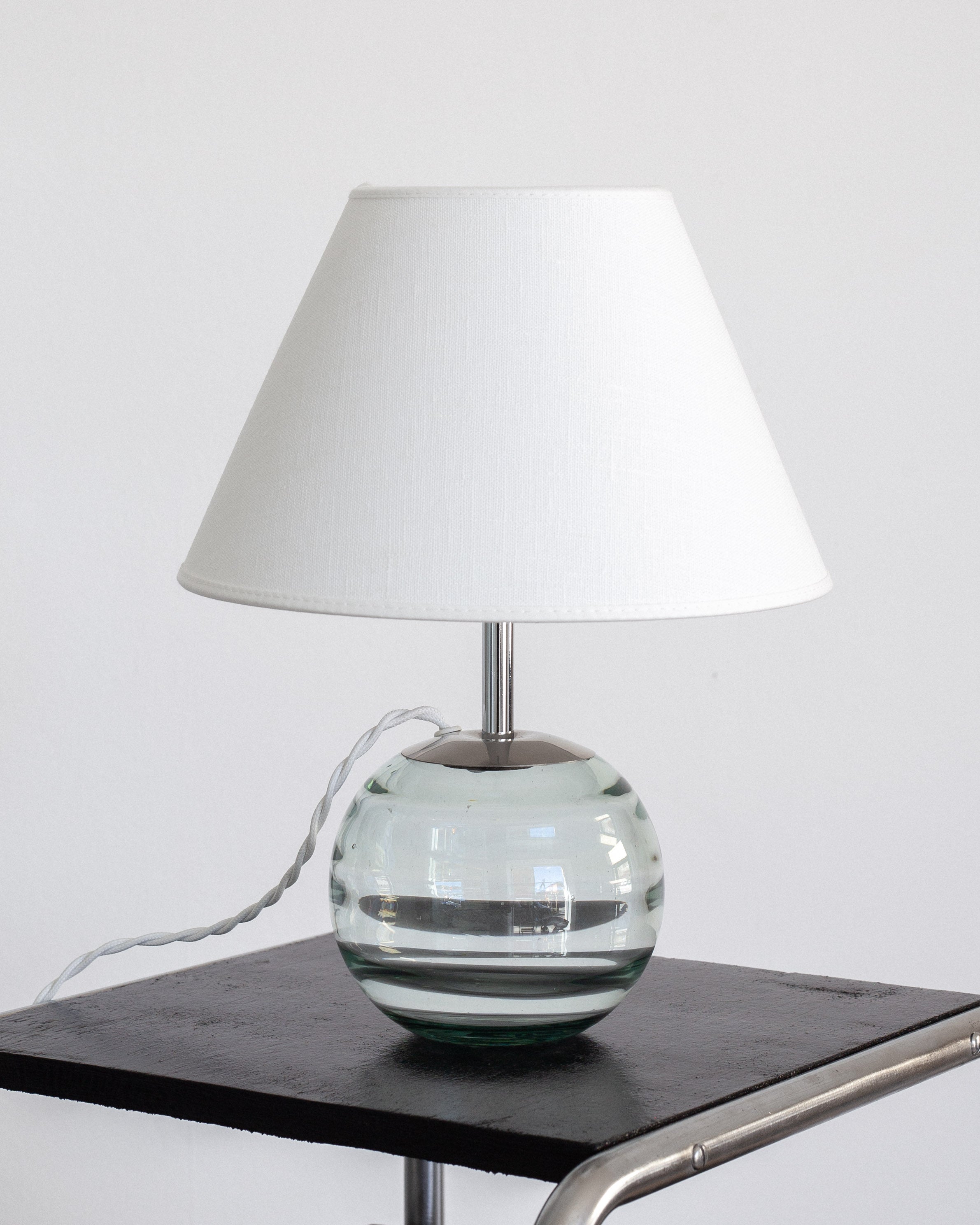 Modernist Glass Table Lamp, Sweden, 1940s — close-up