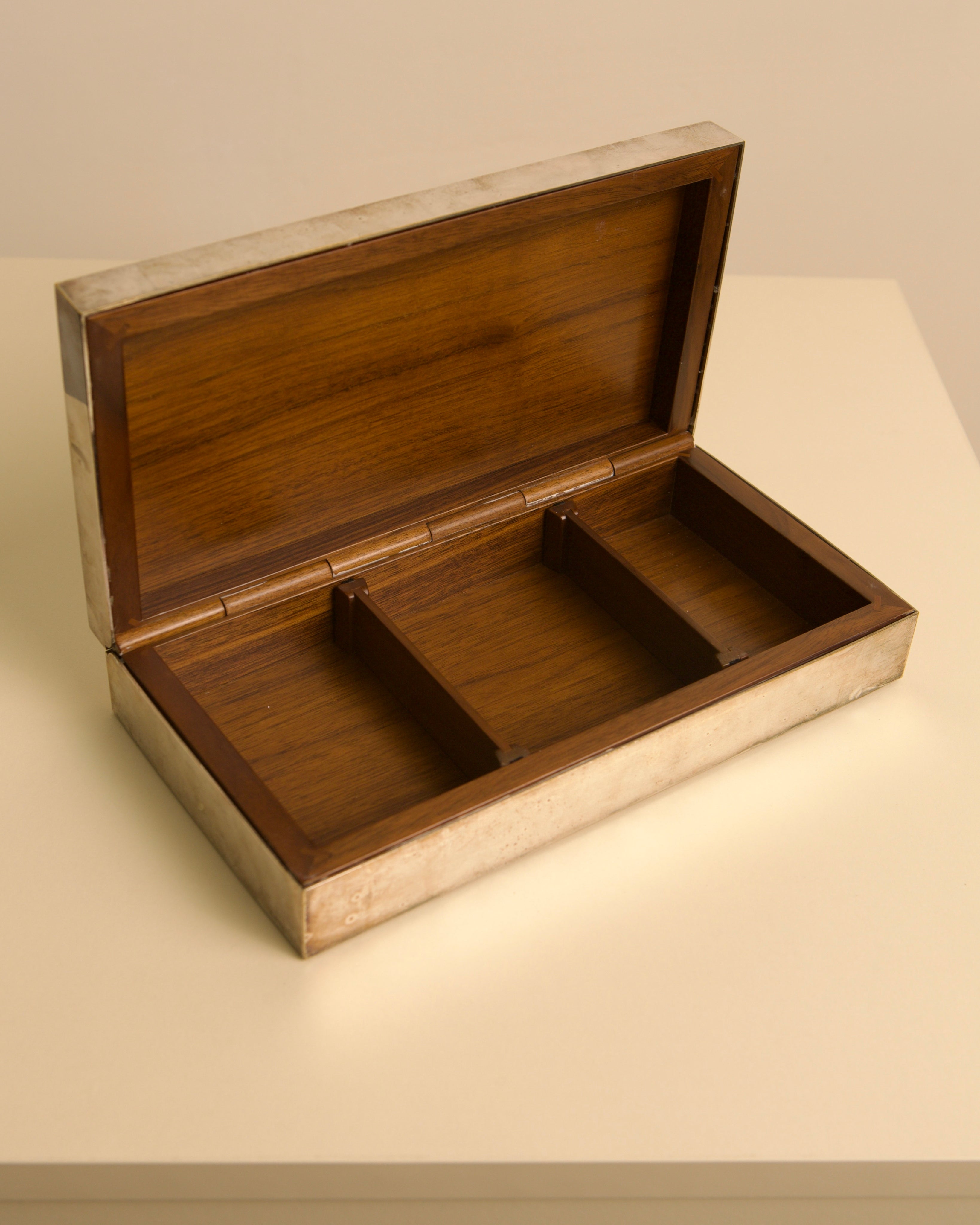 Large Italian Silver and Lacqued Box 70s
