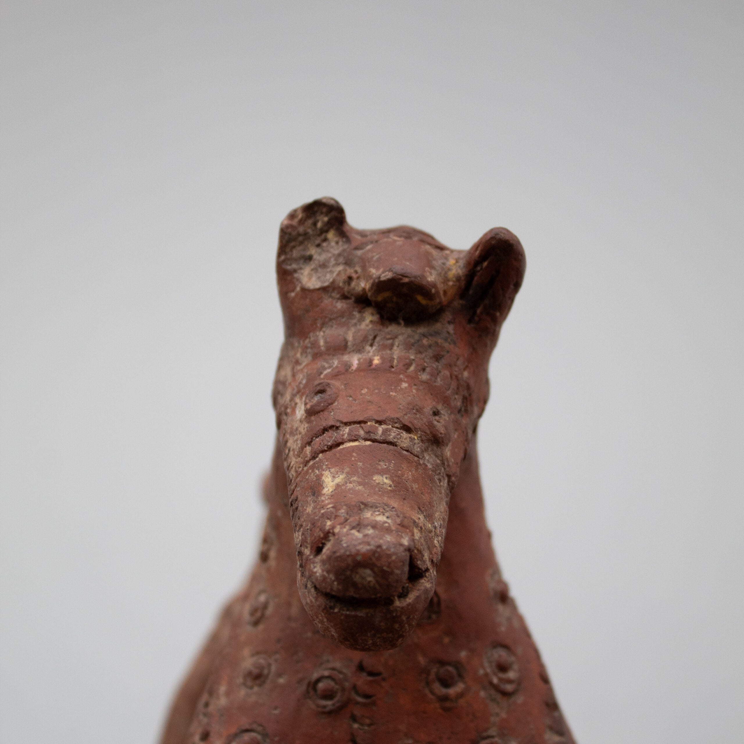 Terracotta Horse Sculpture with Geometric Decoration — lifestyle setting