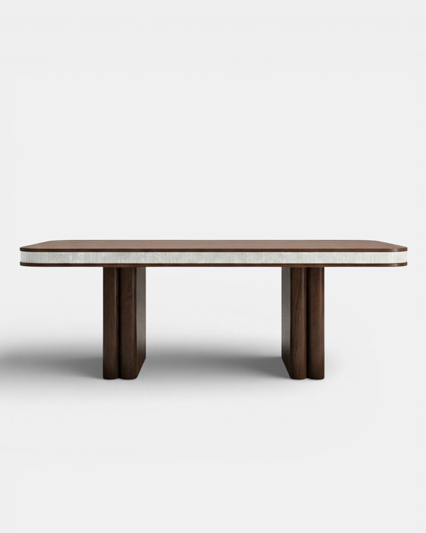 Doppio Wood And White Onyx Dining Table by Marbera | The Oblist — wood and white onyx