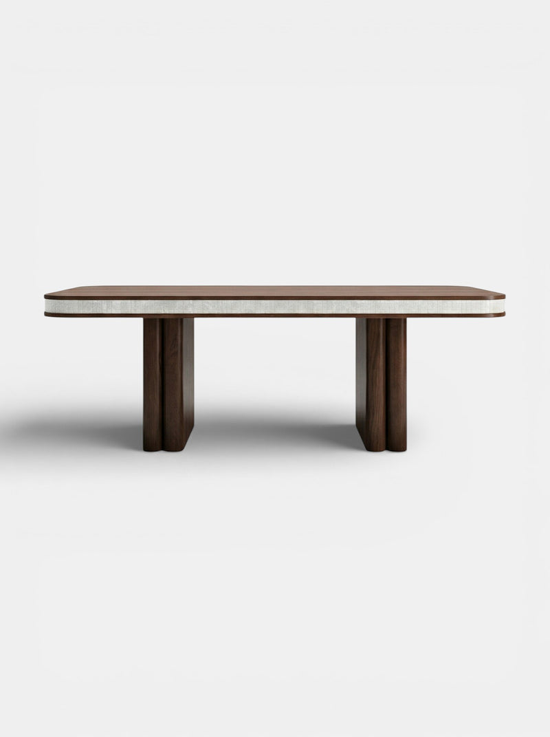 Doppio Wood And White Onyx Dinning Table by Marbera | The Oblist