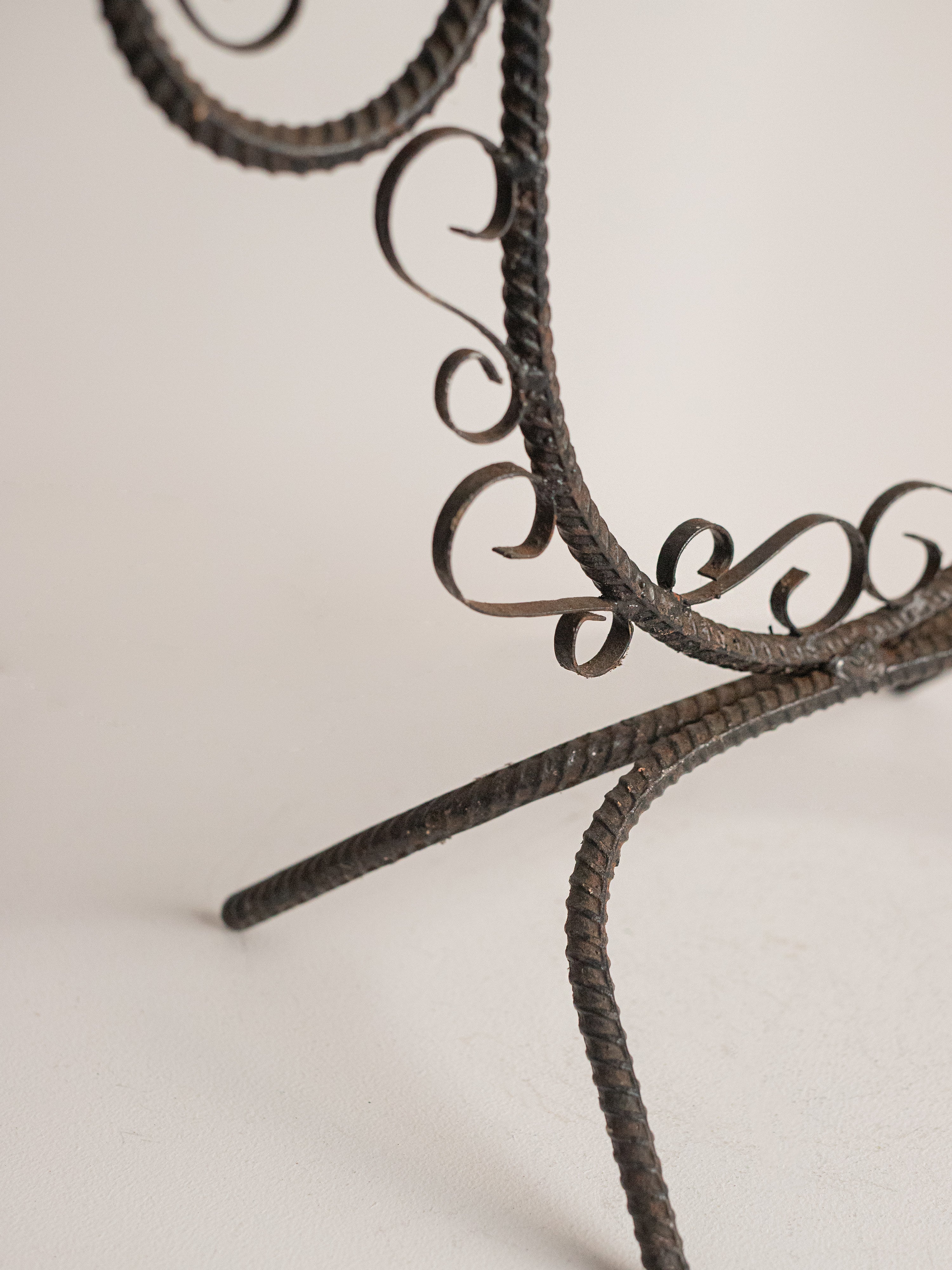French Scroll Wrought Iron 5 Arm Candelabra — side angle