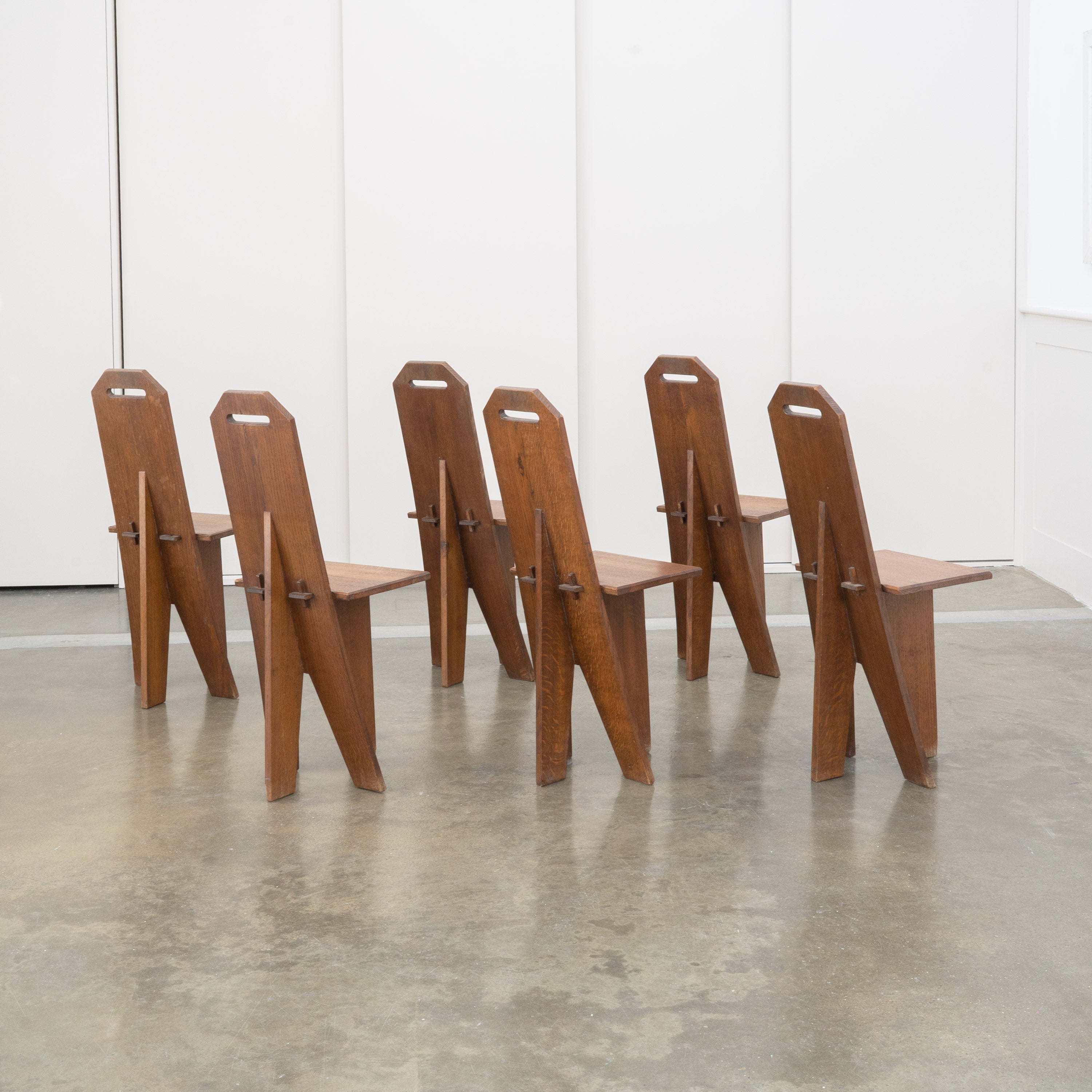 Architectural Brutalist Vernacular Oak Chair (1 of 5) — close-up