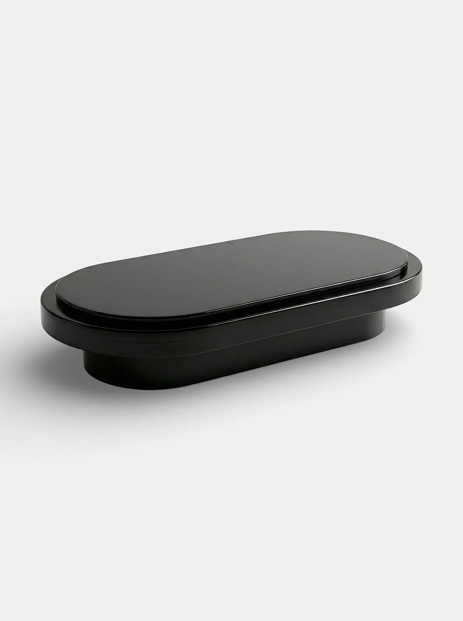 Mirage Black Lacquered Wood Coffee Table — close-up of smooth black surface