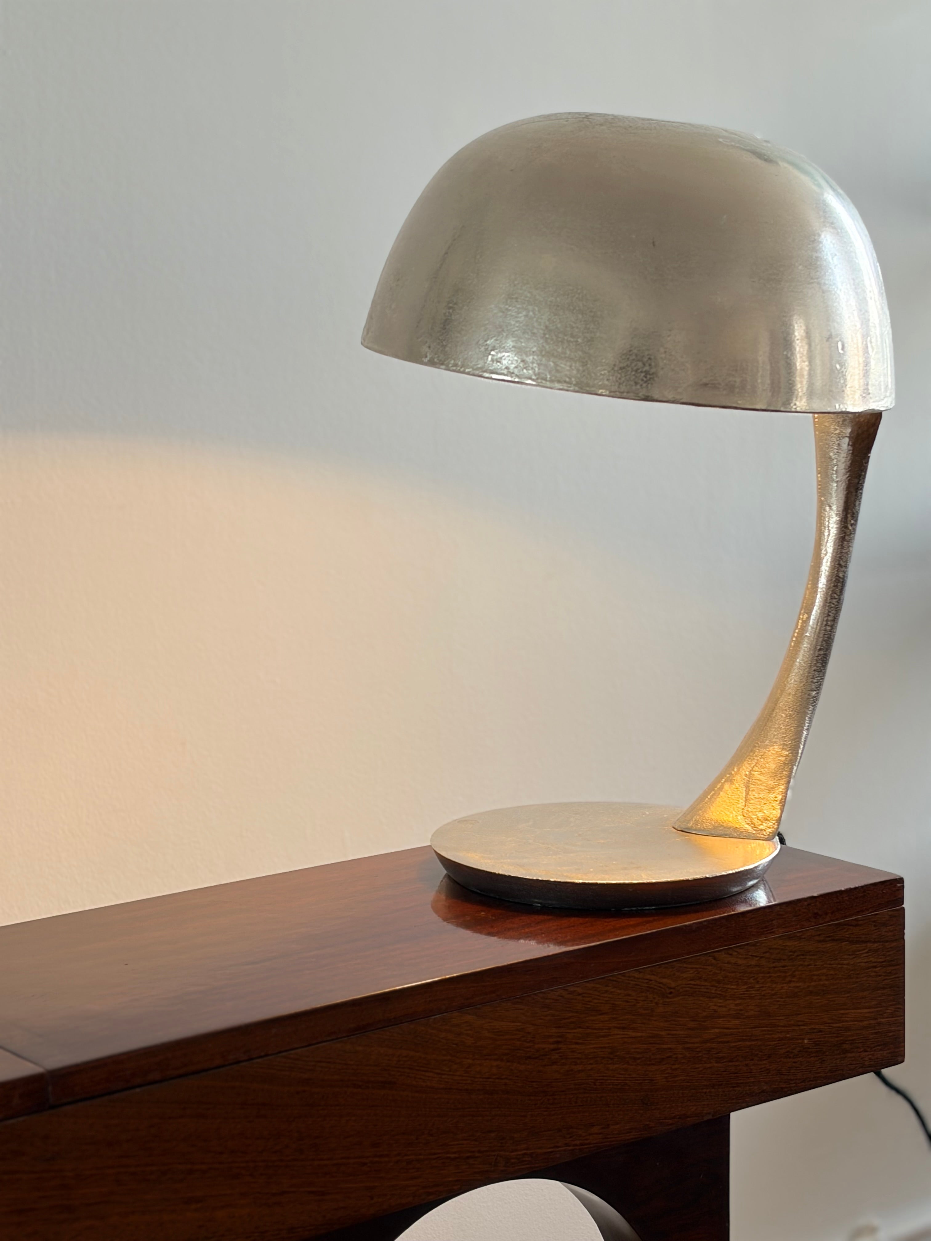 Solid Chrome Helmet Lamp, Italy, 1970s — side angle