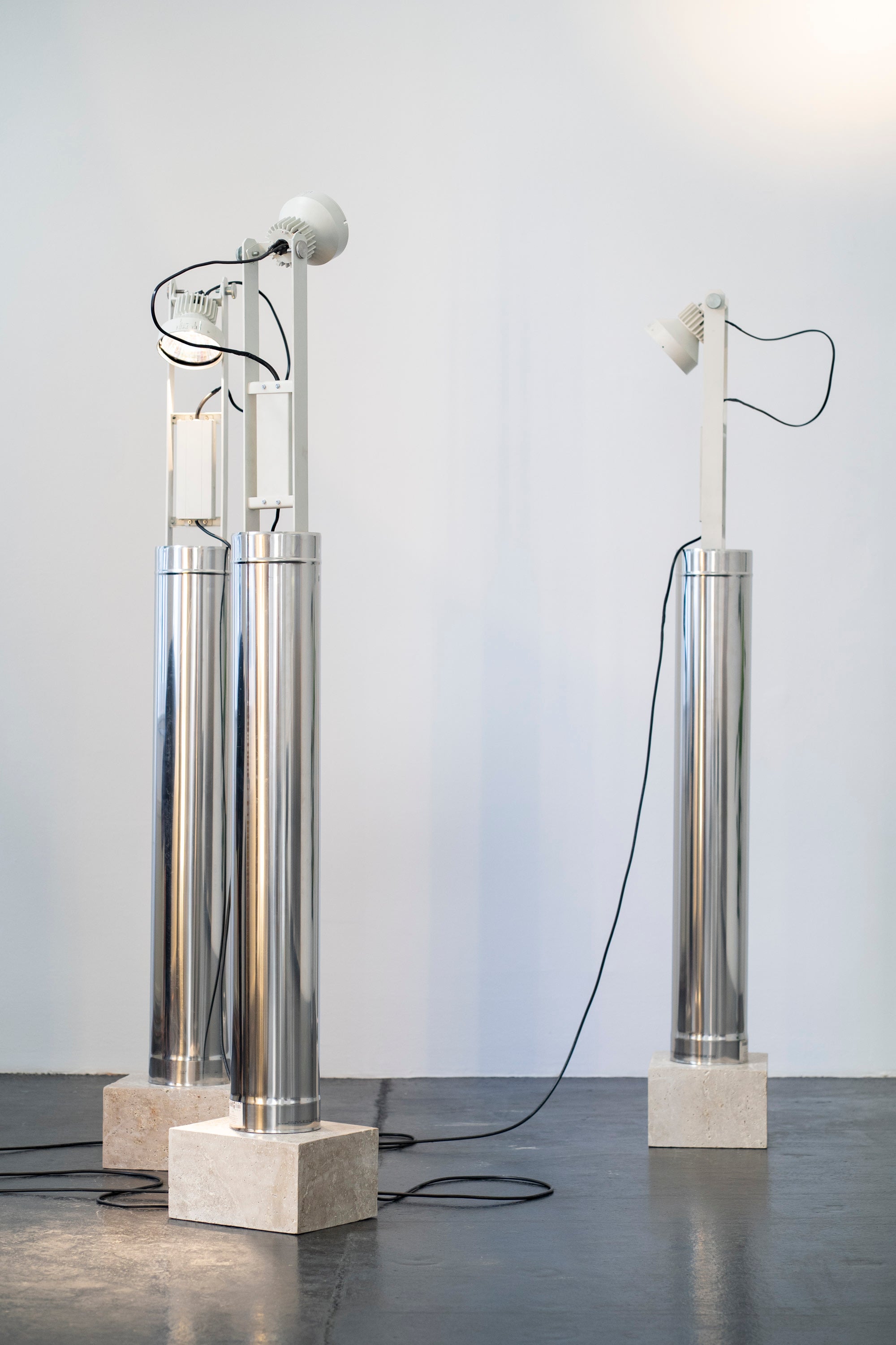 Minimalism Floor Lamp DN_S2507 in Chrome - Column Collection — angled view highlighting chrome finish and base