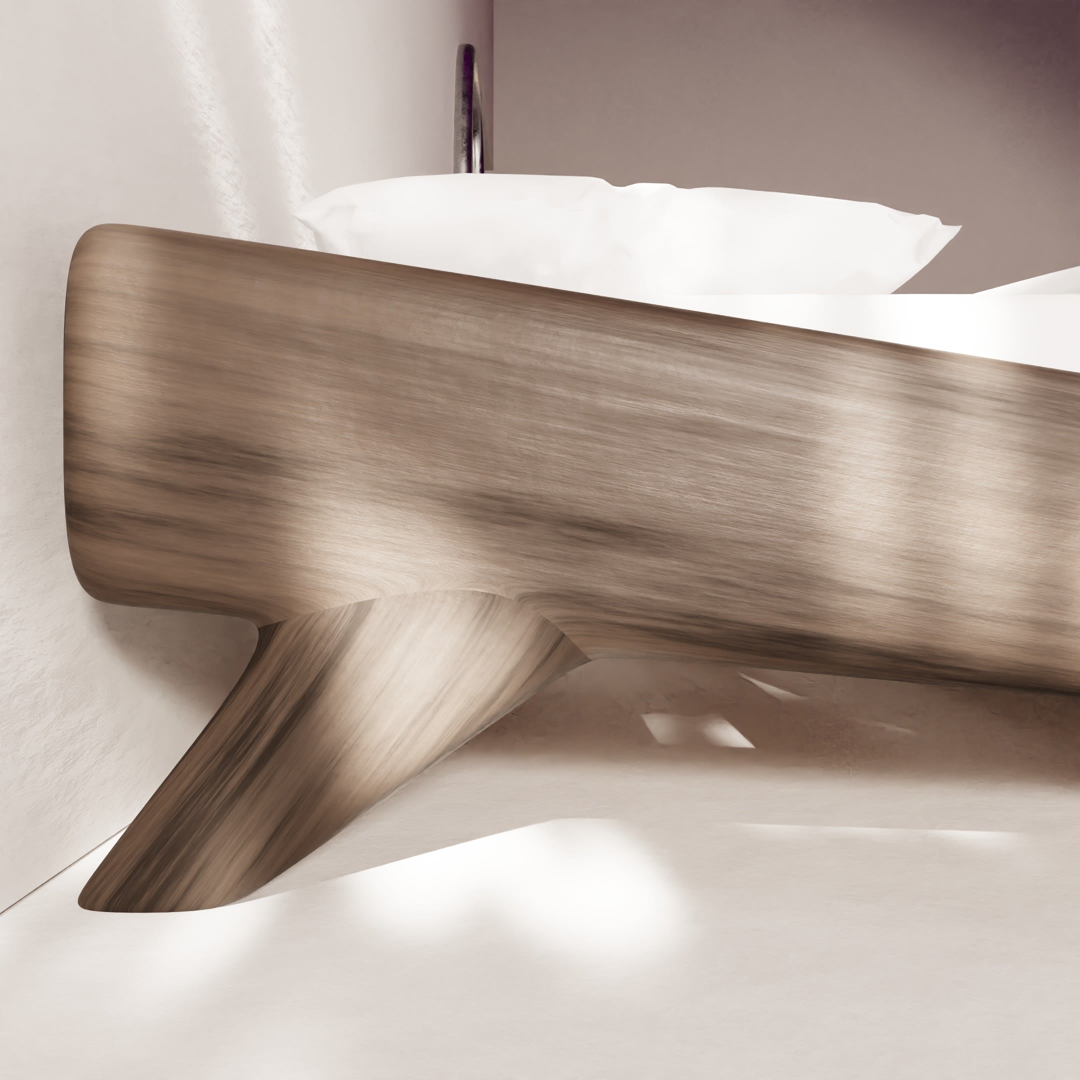 "Tusa" bed | walnut wood — side angle