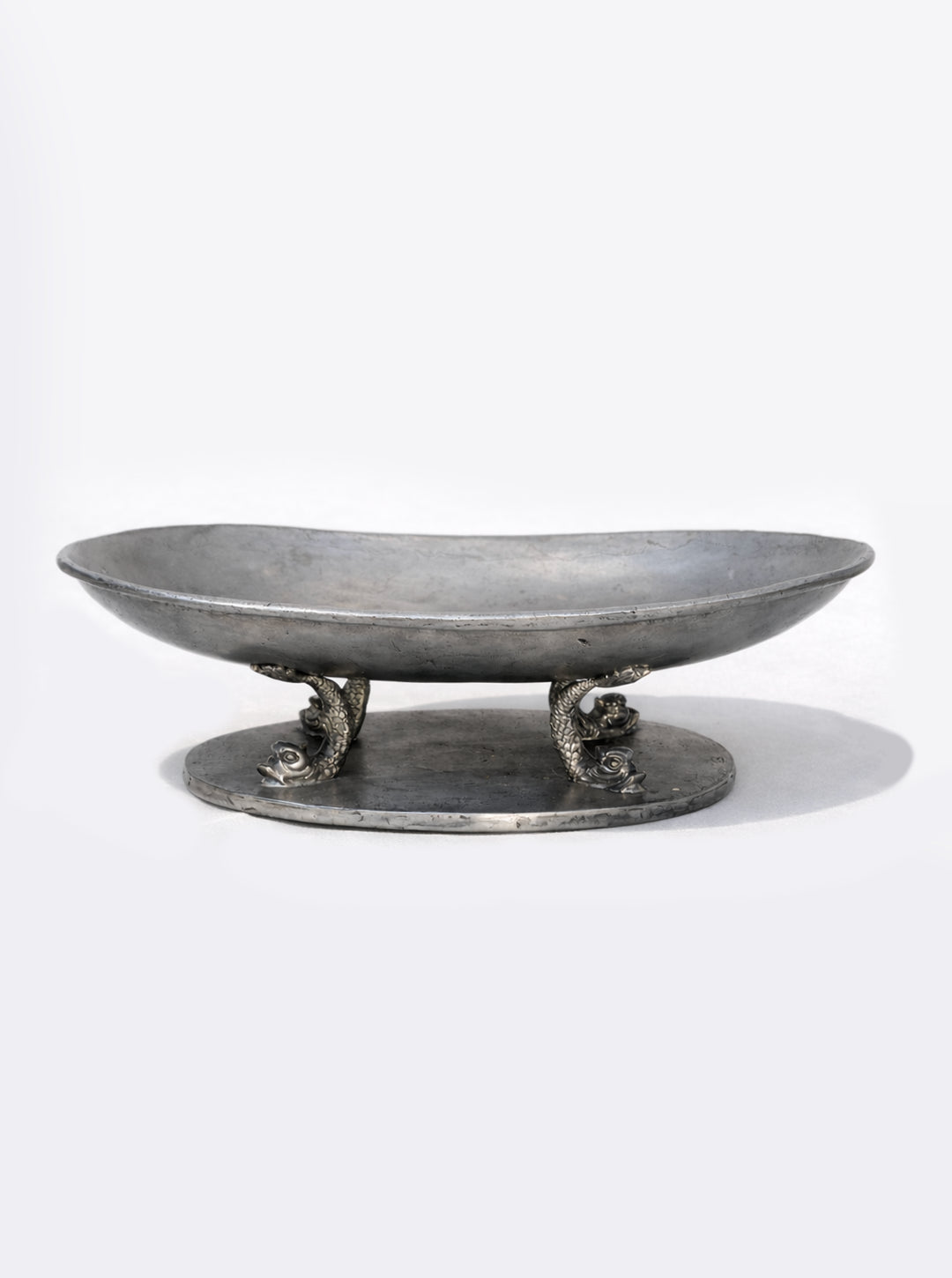 Large Pewter Fruit Cup — angled view on white background