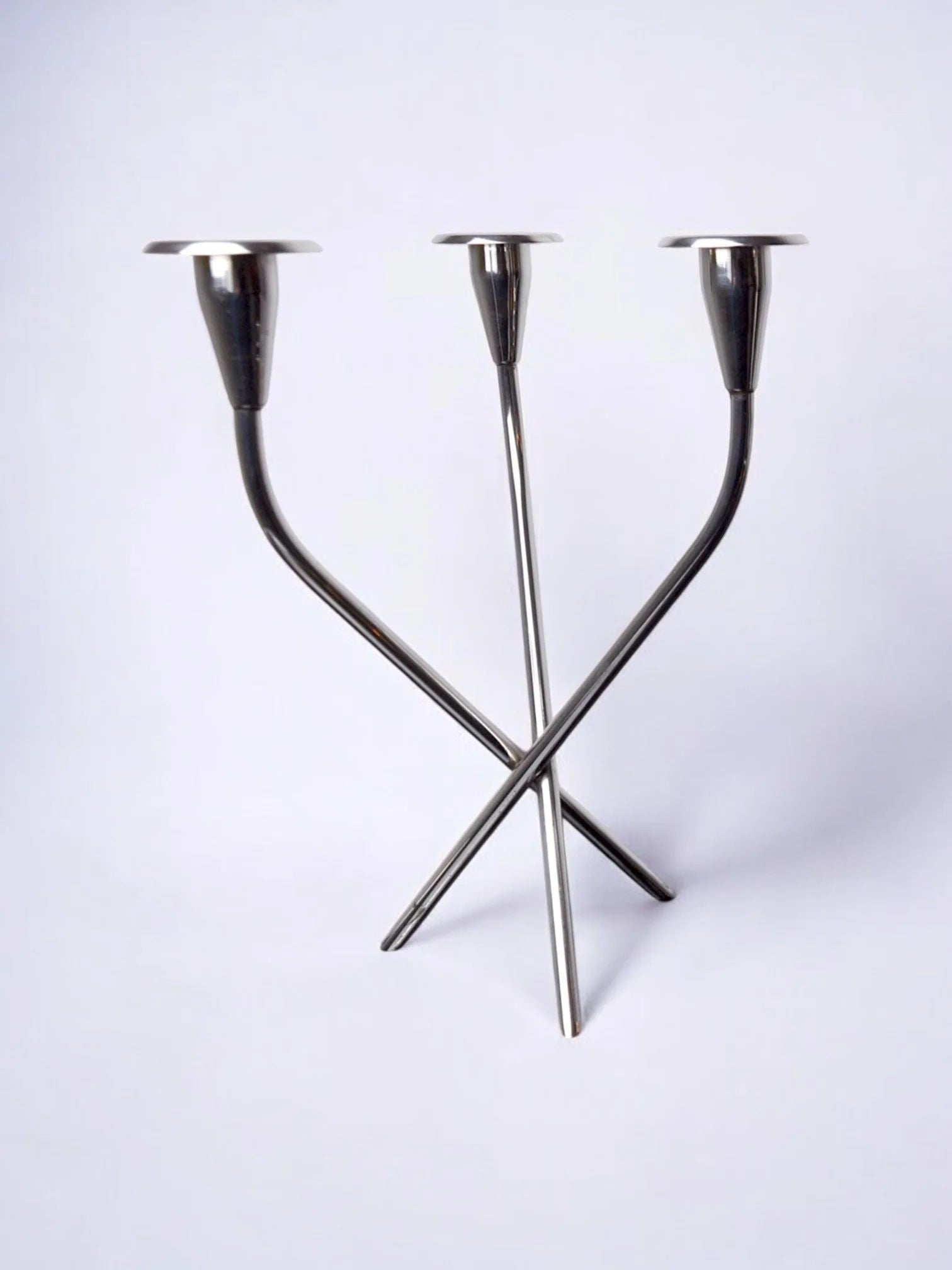 Scandinavian Candleholder, Sweden, 1970 — close-up of polished metal design