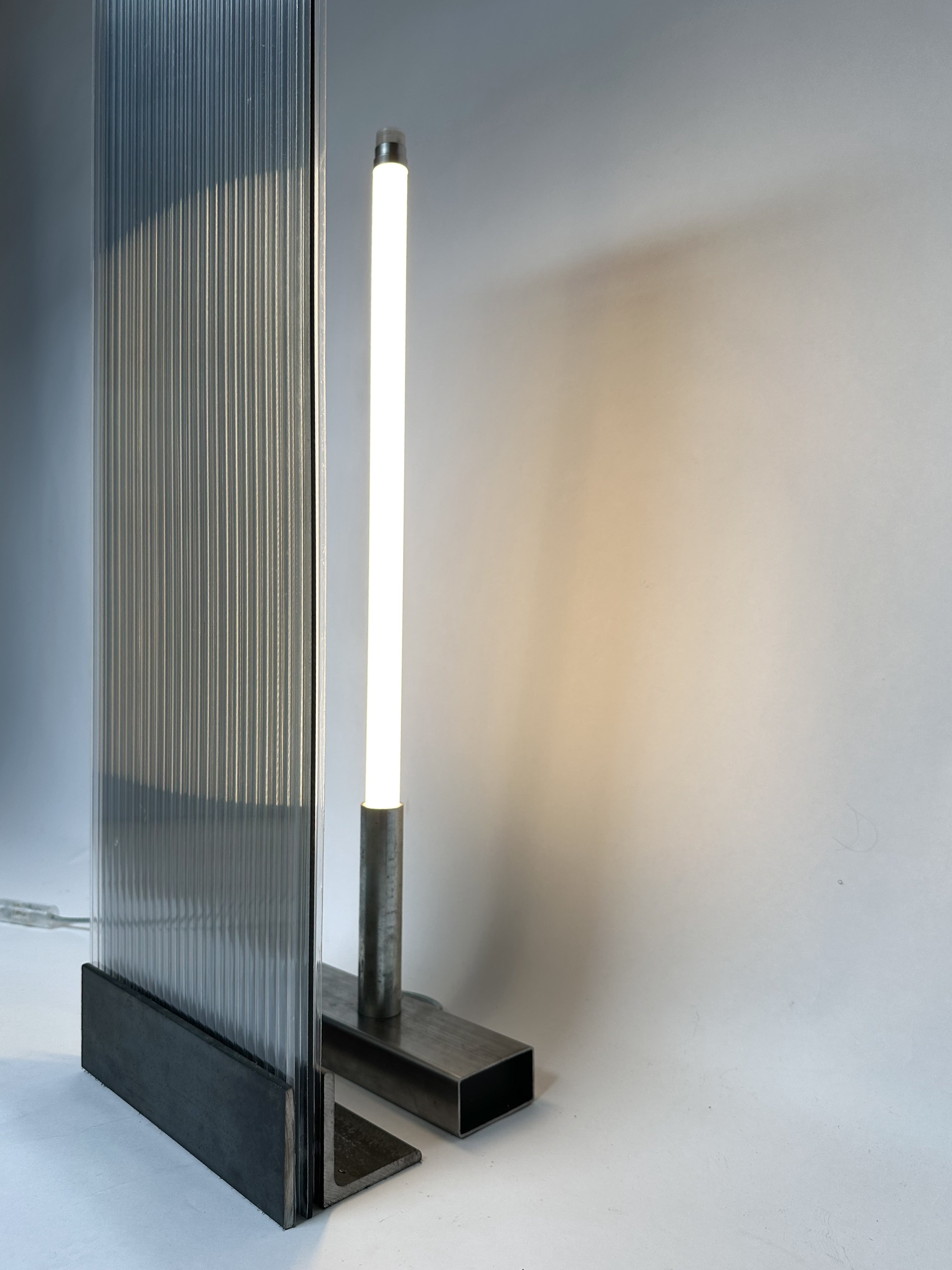 POLY-C-1 extra tall - smoke — back view showing metal base and light tube