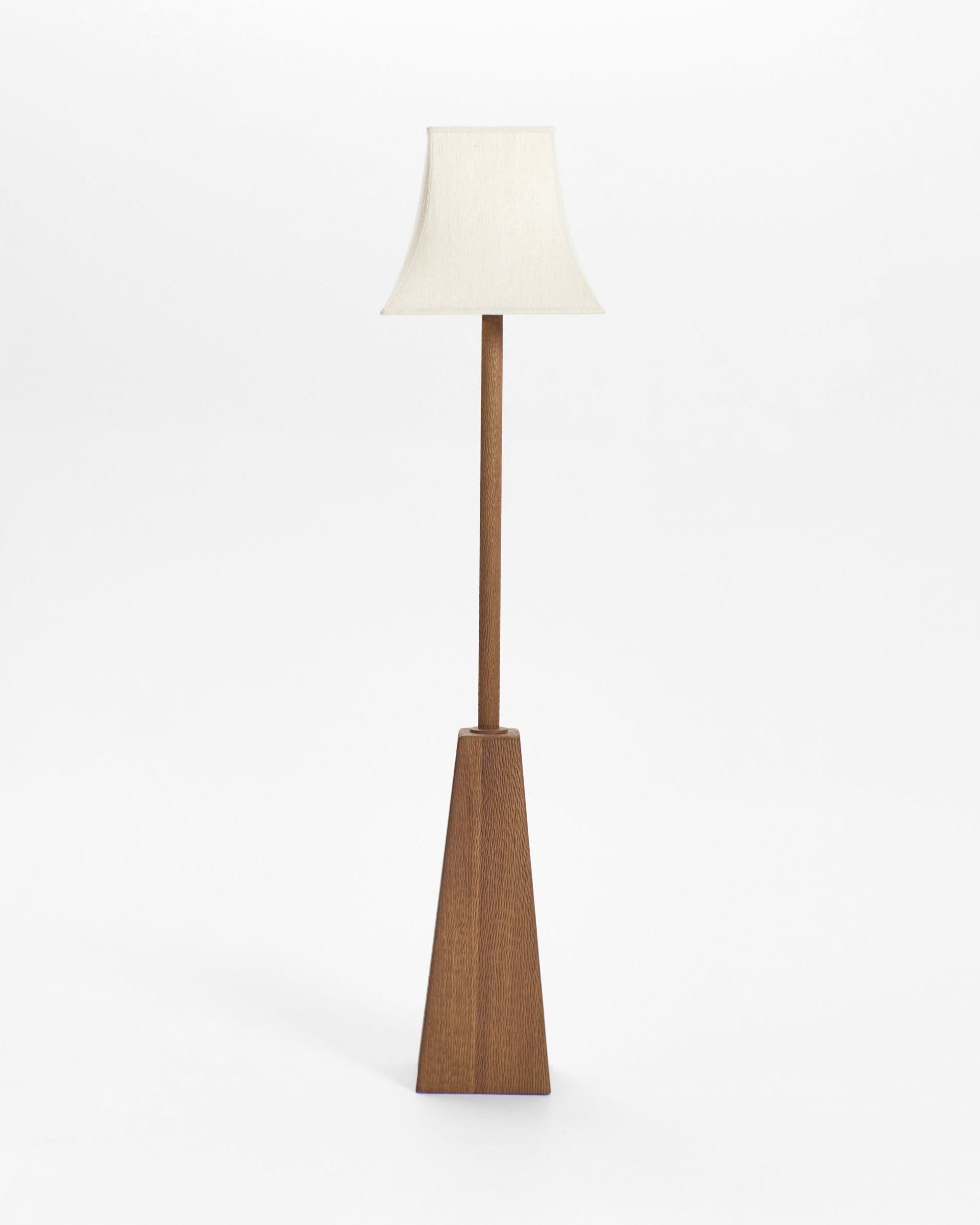 Coquette Floor Light — front view with wooden base and fabric shade