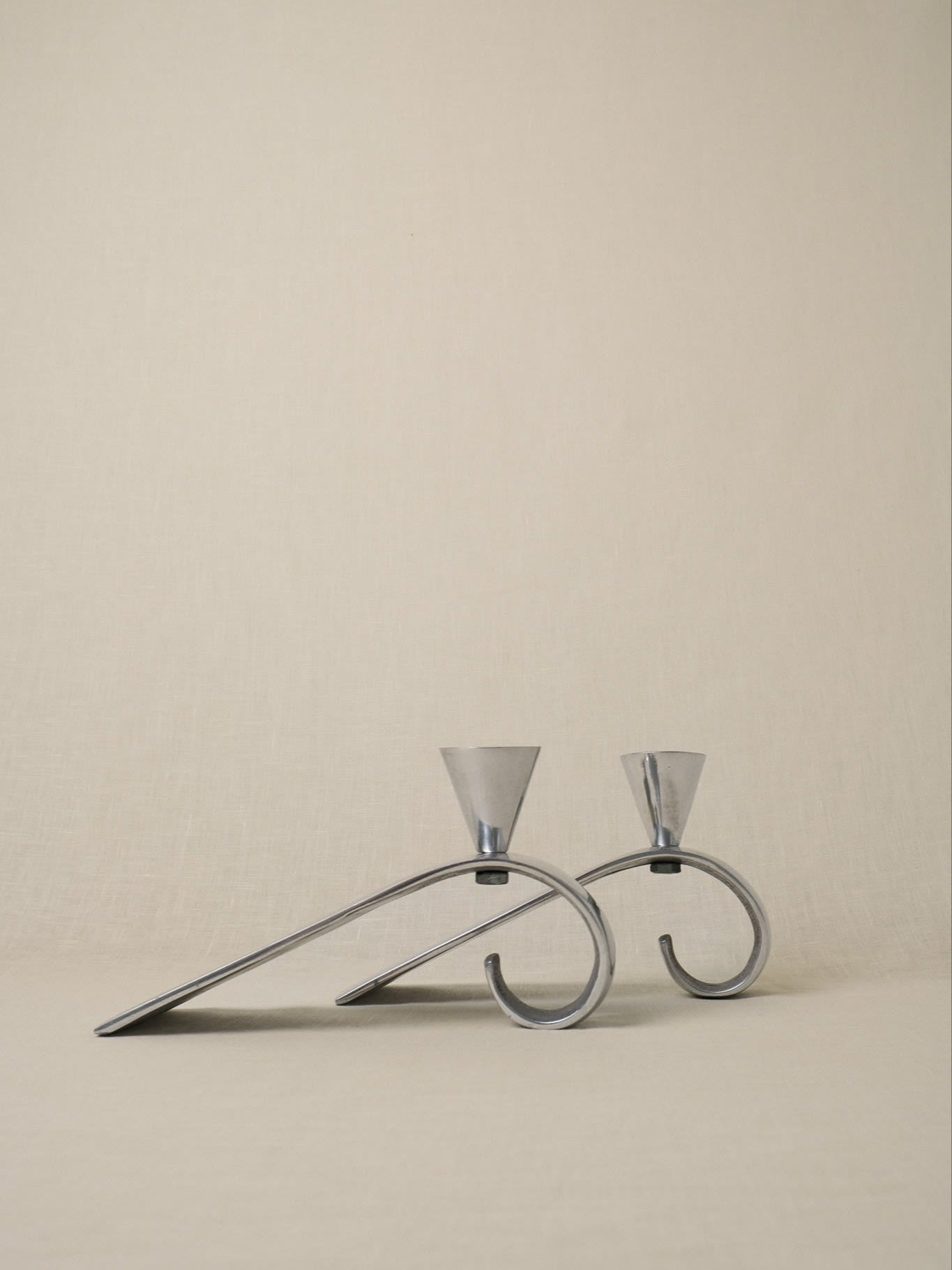Set of 2 Comma Candlesticks, Attributed to Matthew Hilton — side angle