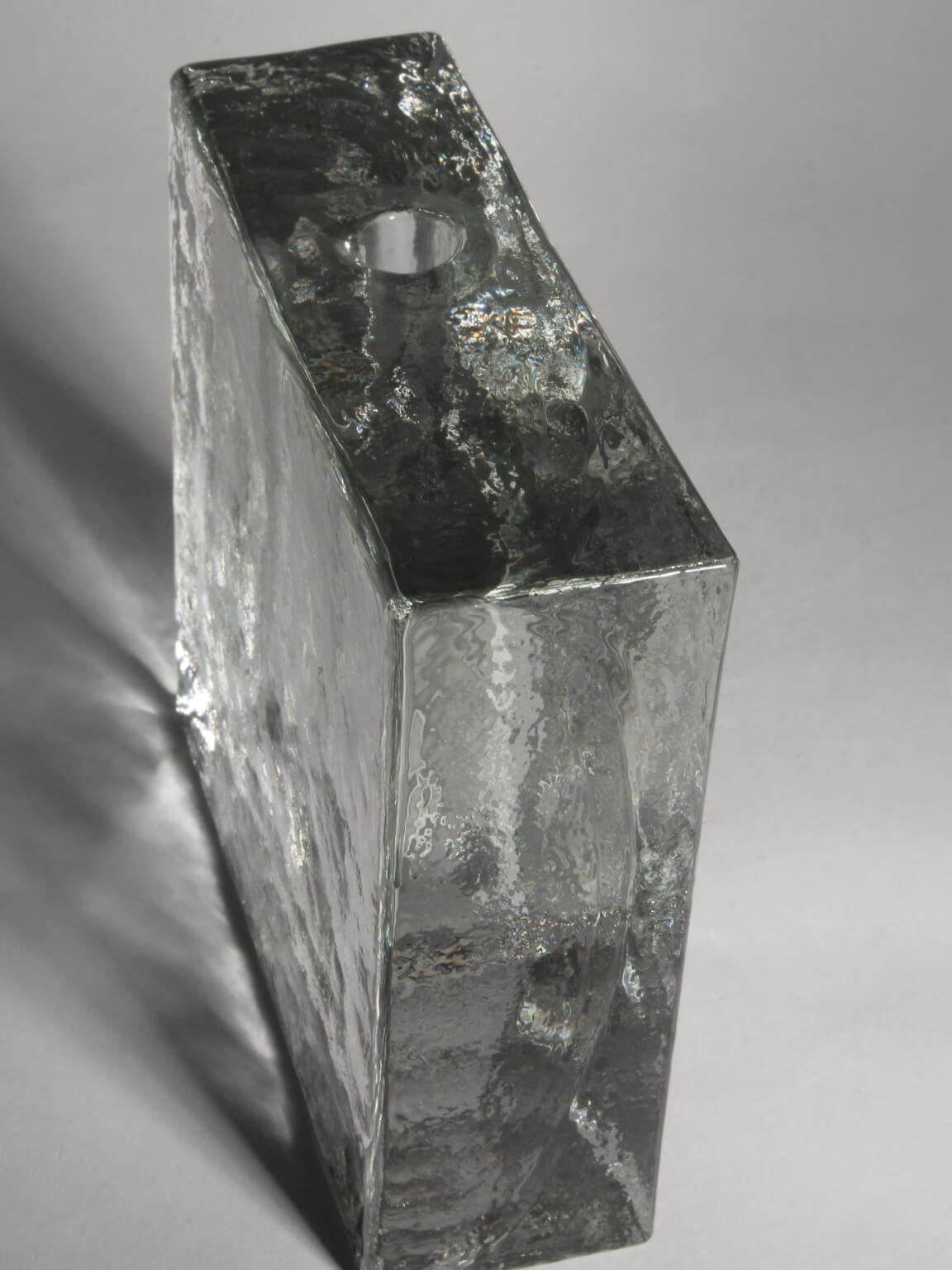 "Solifleur" Square Block Ice Glass Vase — side angle