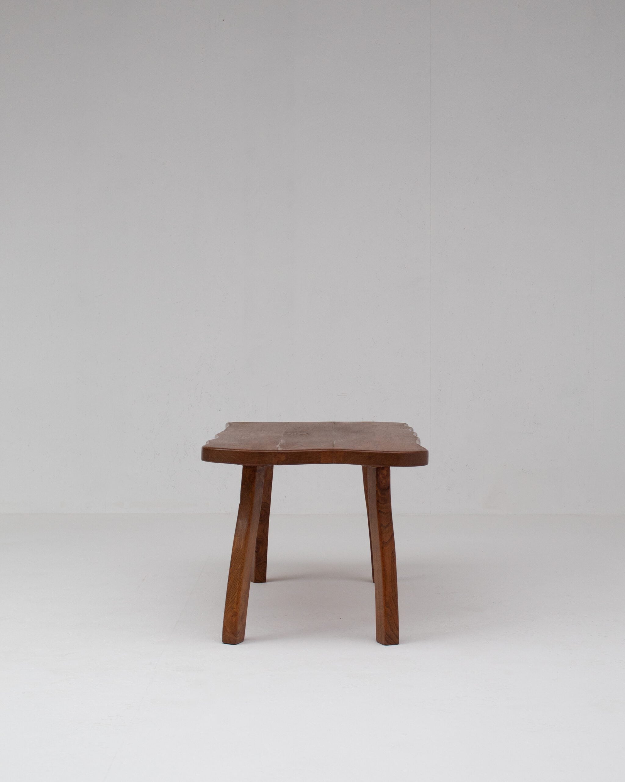 Handcrafted Sculptural Brutalist Solid Elm Side Table — side angle
