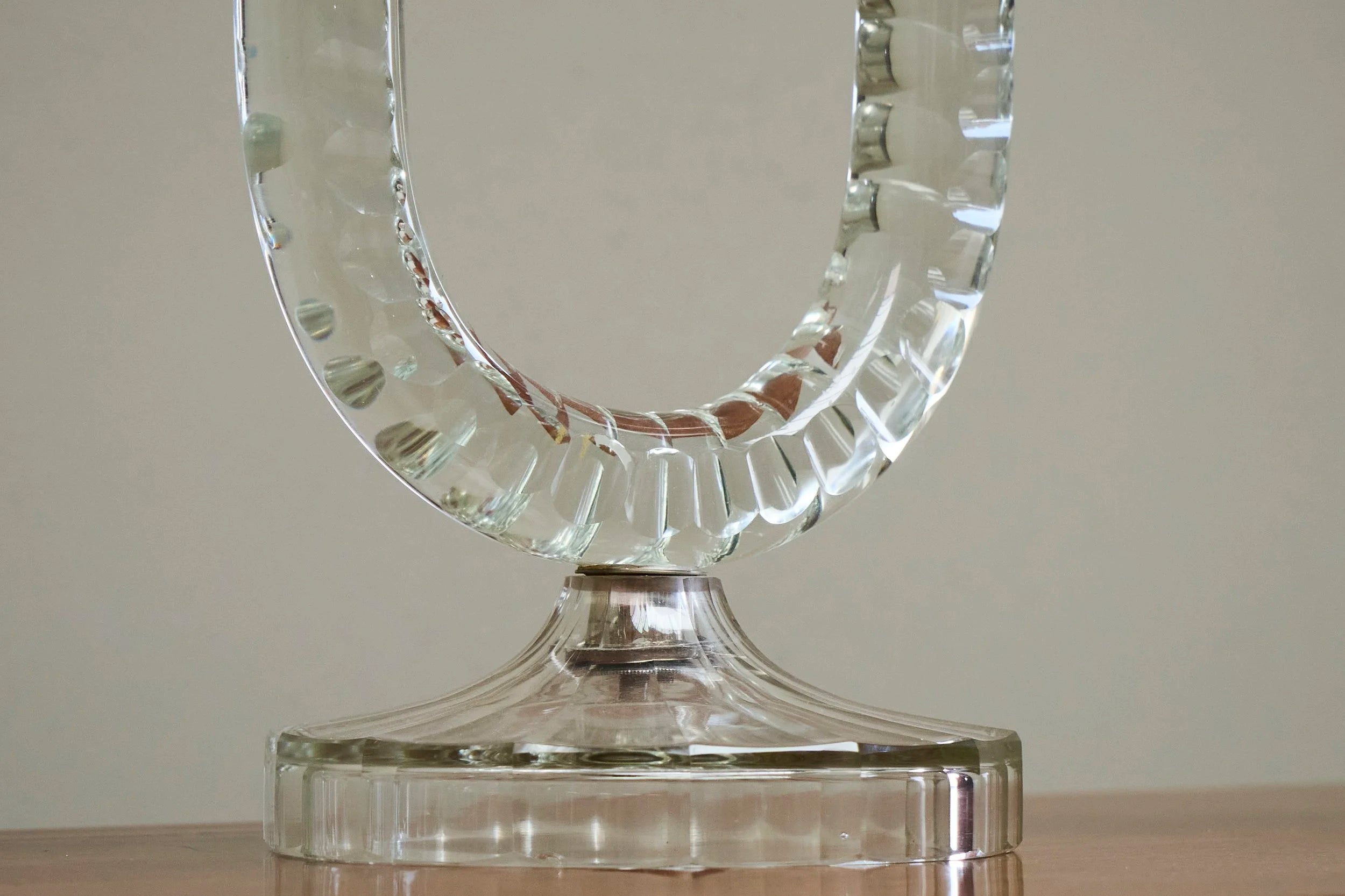 Wonderful Pair of Crystal Art Deco Candle Holders, France 1930s — detail view
