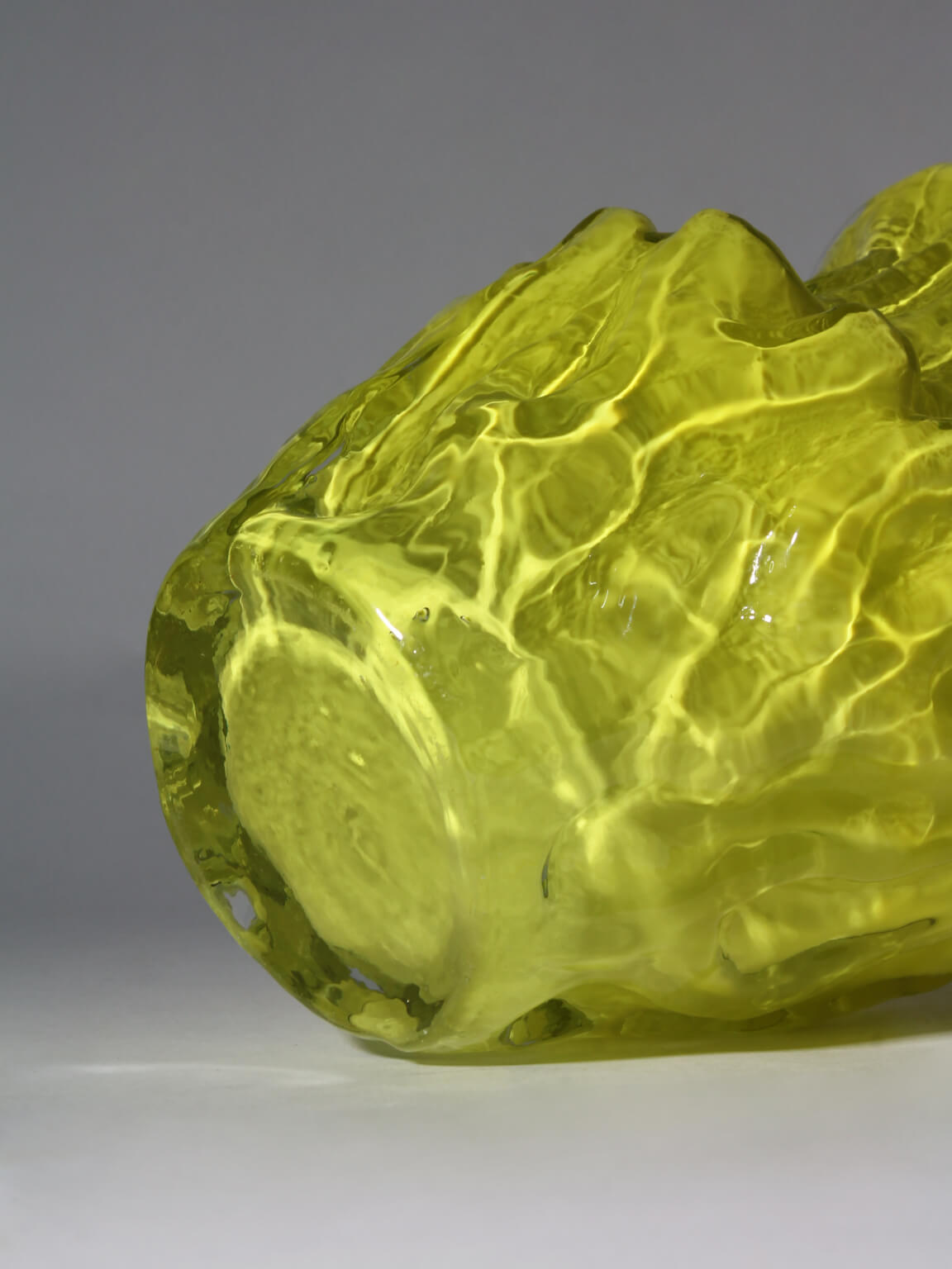 Kurt Wokan Neon Bark Textured Glass Vase — side angle