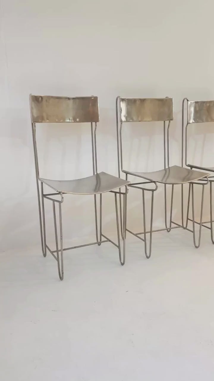 Set of 4 Metal Artist Dining Chairs from France Circa 1960-70 - Video