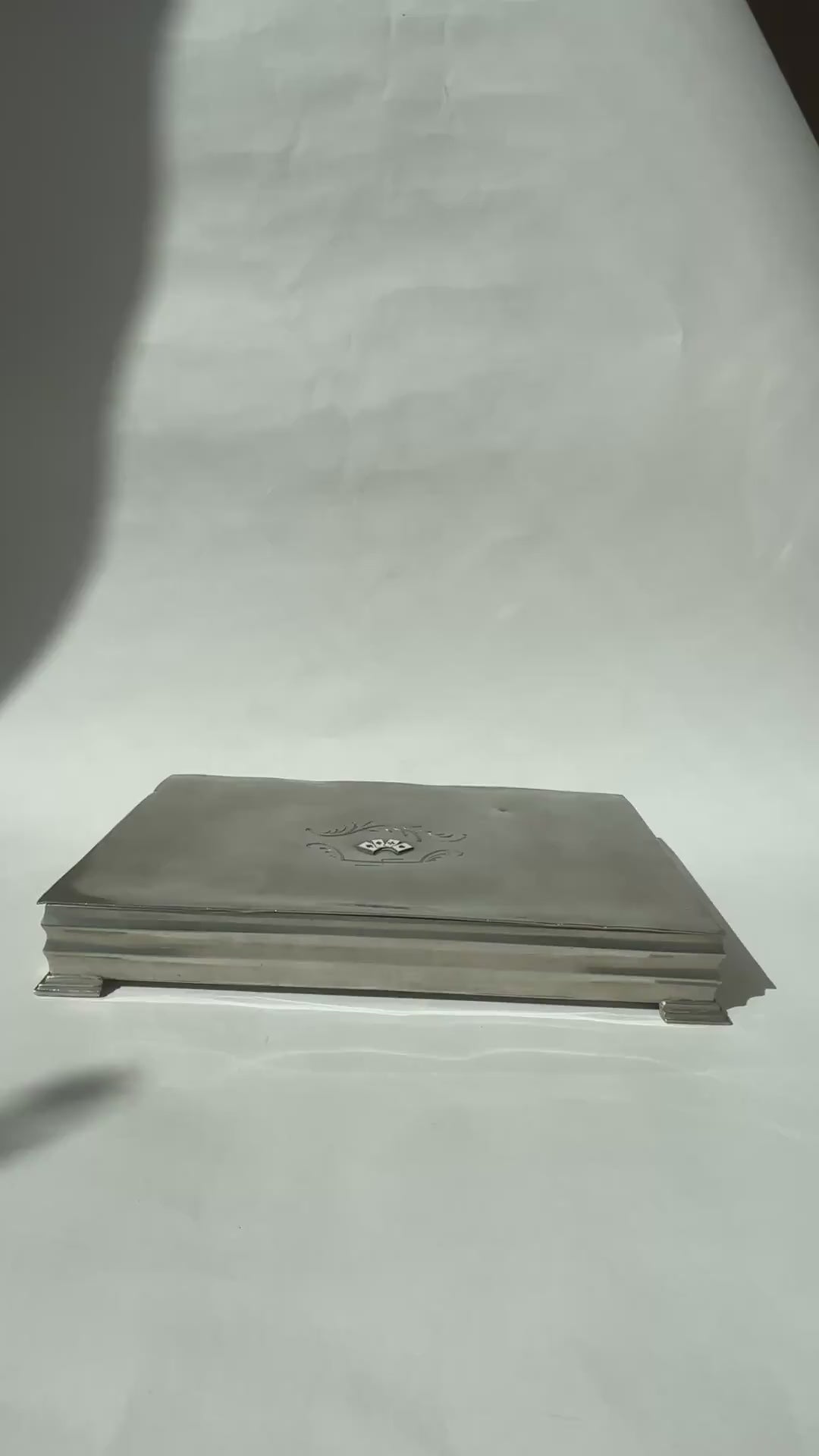 1931 Swedish Art Deco Pewter & Enamel Playing Card Box - Video