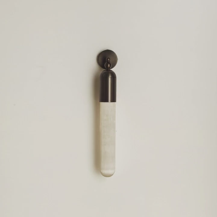 "SELENE" Wall Sconce in dark bronze and Selenite - Video