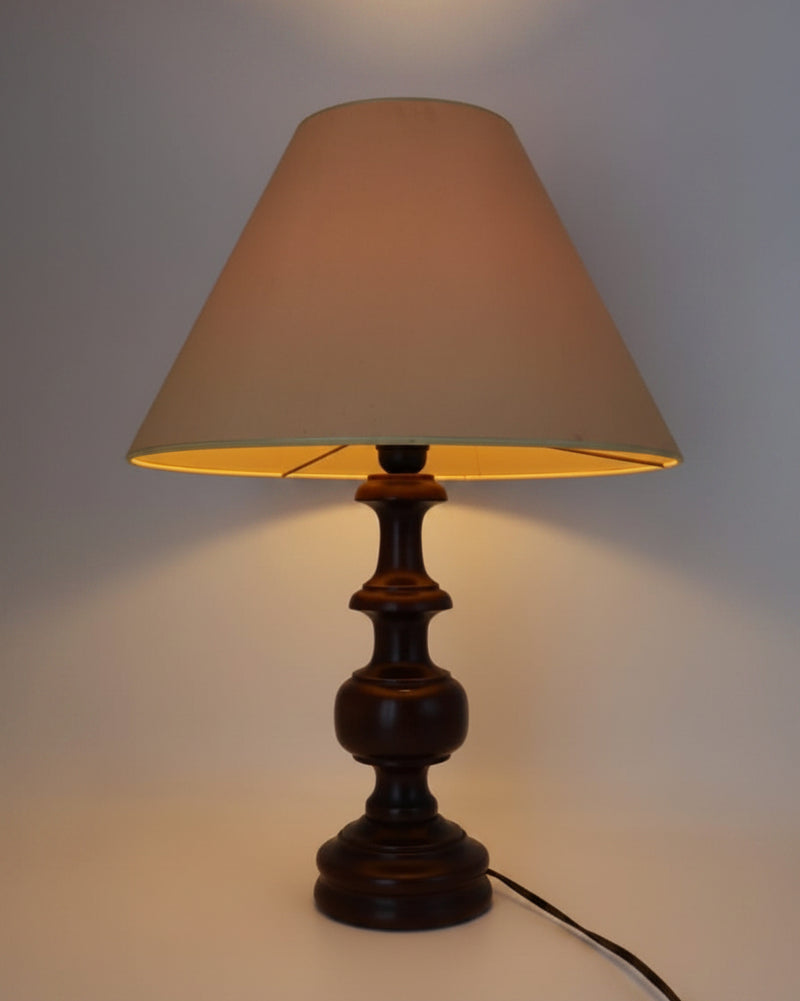 Mid-Century Turned Wood Table Lamp – France, 1960s by Forma Finds | The Oblist