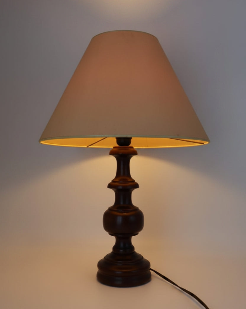 Mid-Century Turned Wood Table Lamp – France, 1960s by Forma Finds | The Oblist
