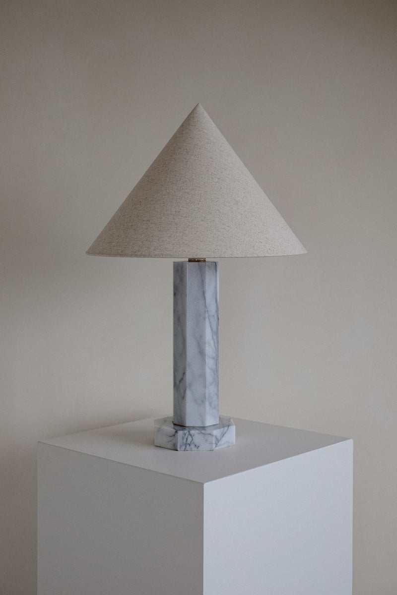 Marble Table Lamp by septembre studios | The Oblist — handcrafted marble base, neutral shade