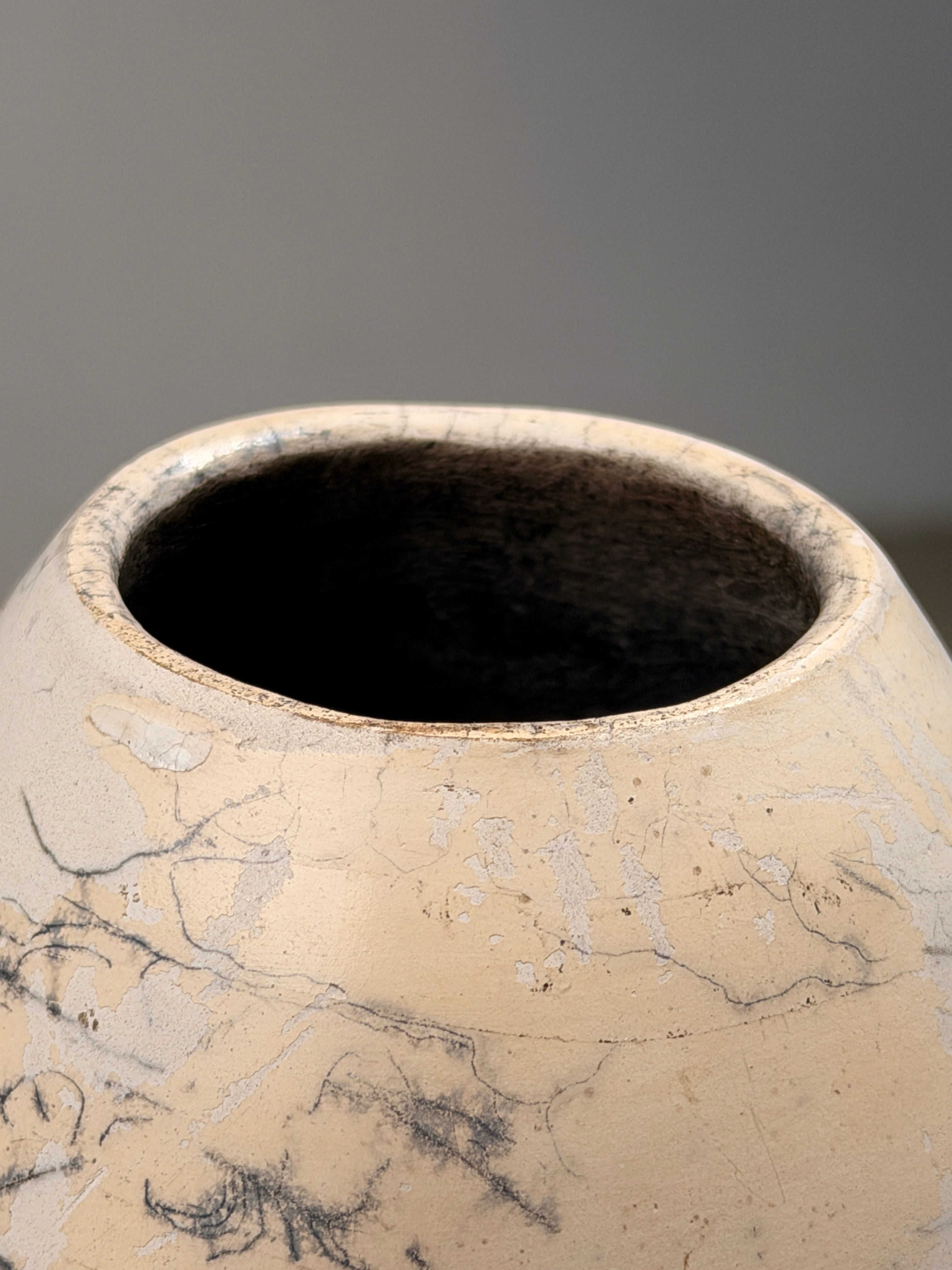 Small abstract raku ceramic vase, second half of the 20th century — side angle