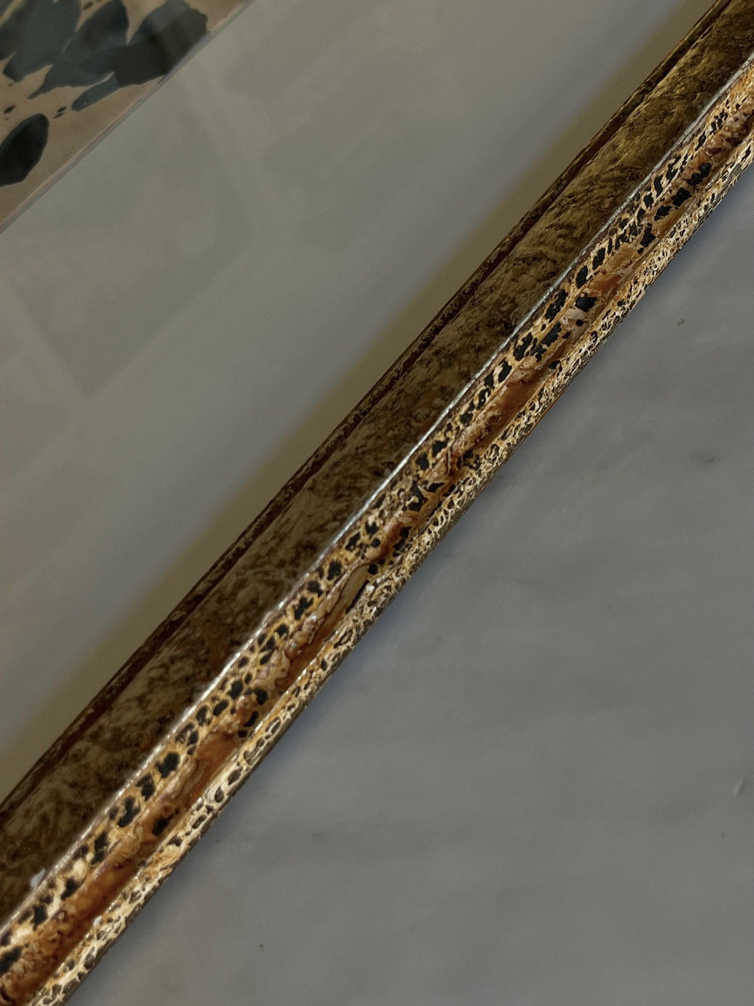 "Sand and Ink" Abstract on Paper in Large Antique Frame