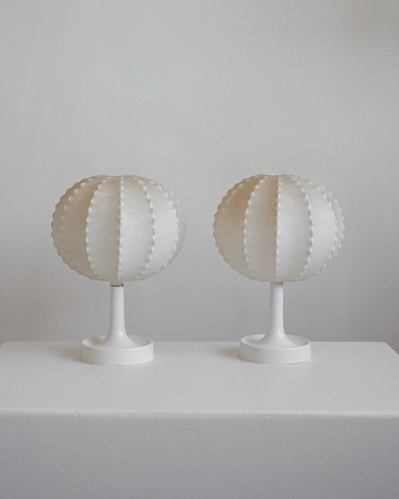 Pair of Cocoon Table Lamps by Friedel Wauer for Goldkant Leuchten, 1970s — lifestyle setting