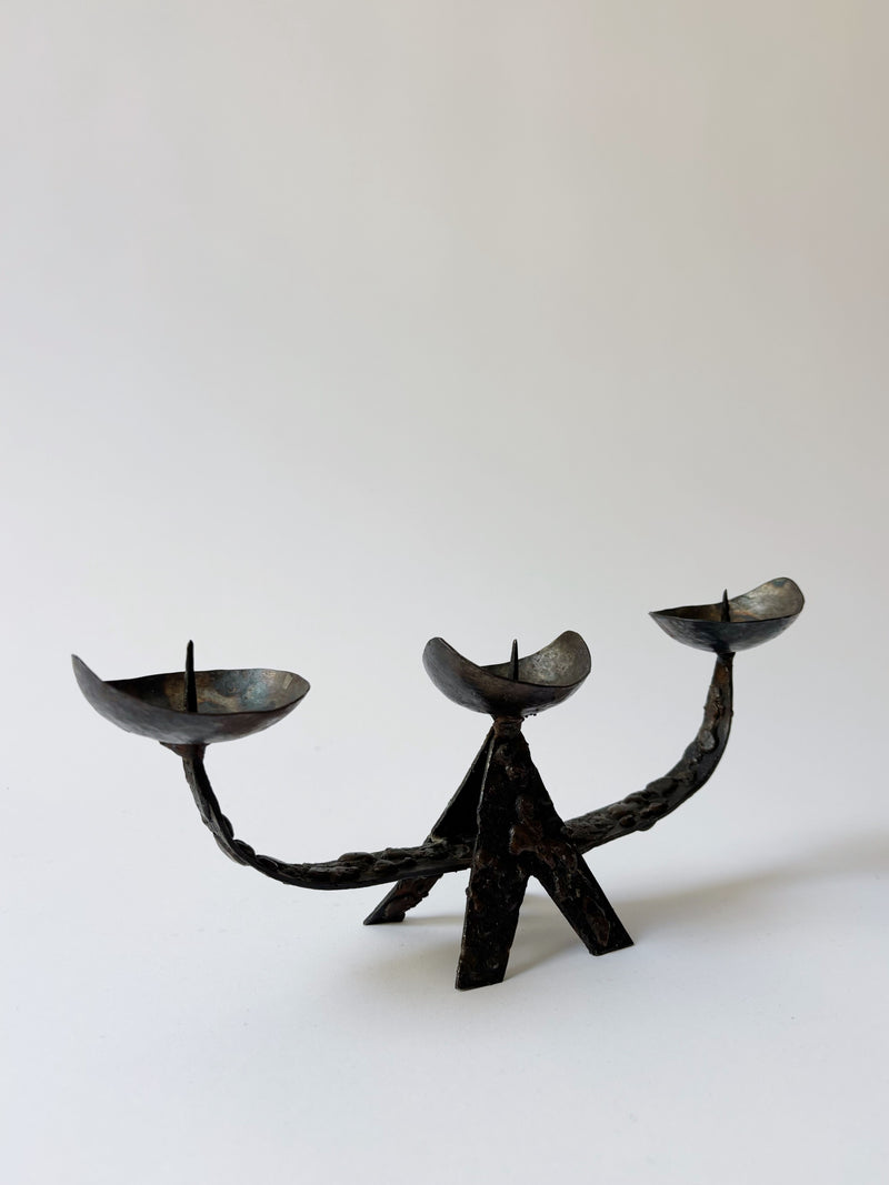 Brutalist Artisan 3 Arm Candlestick, Poland by Huerto | The Oblist