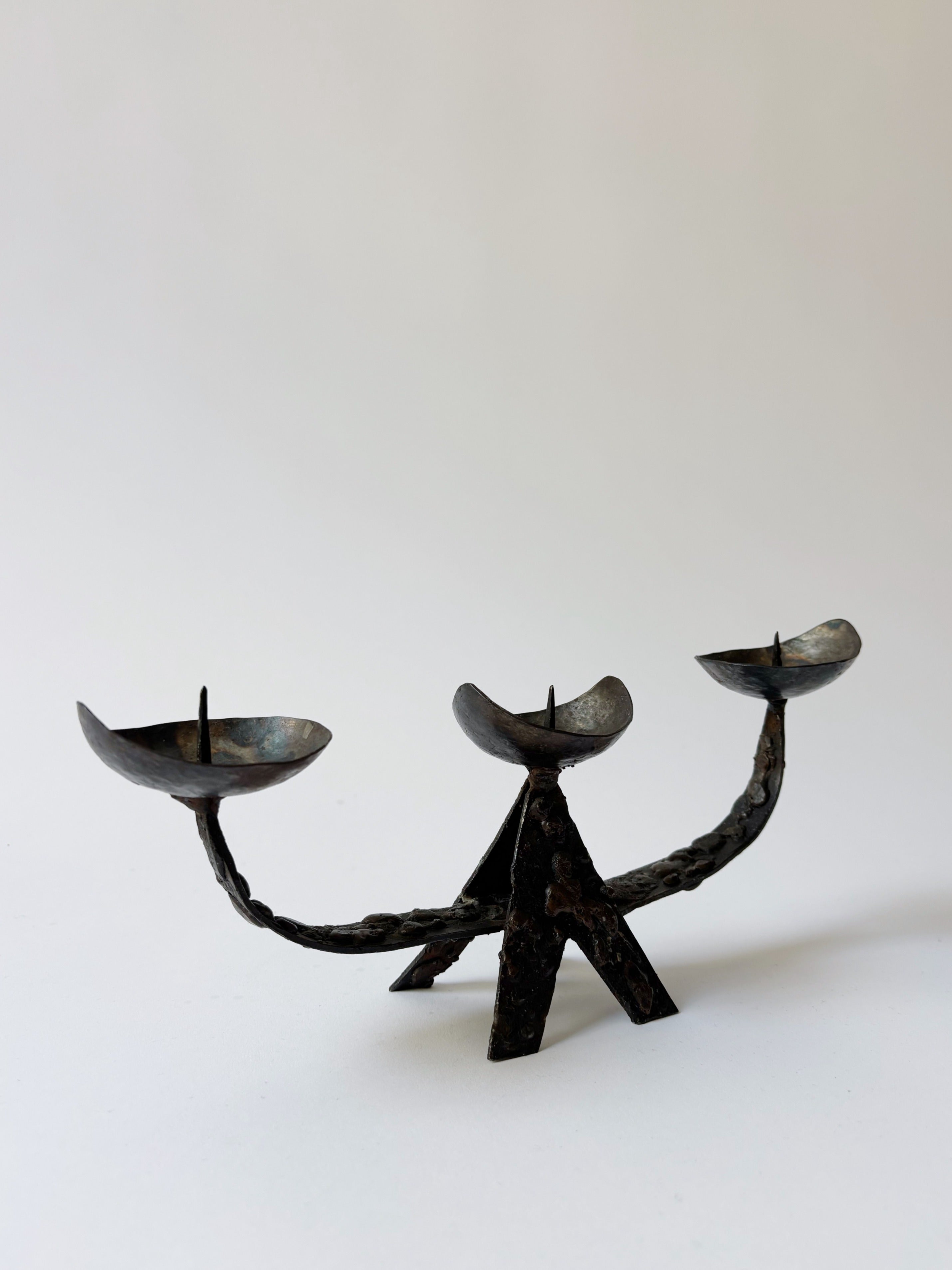 Brutalist Artisan 3 Arm Candlestick, Poland by Huerto | The Oblist
