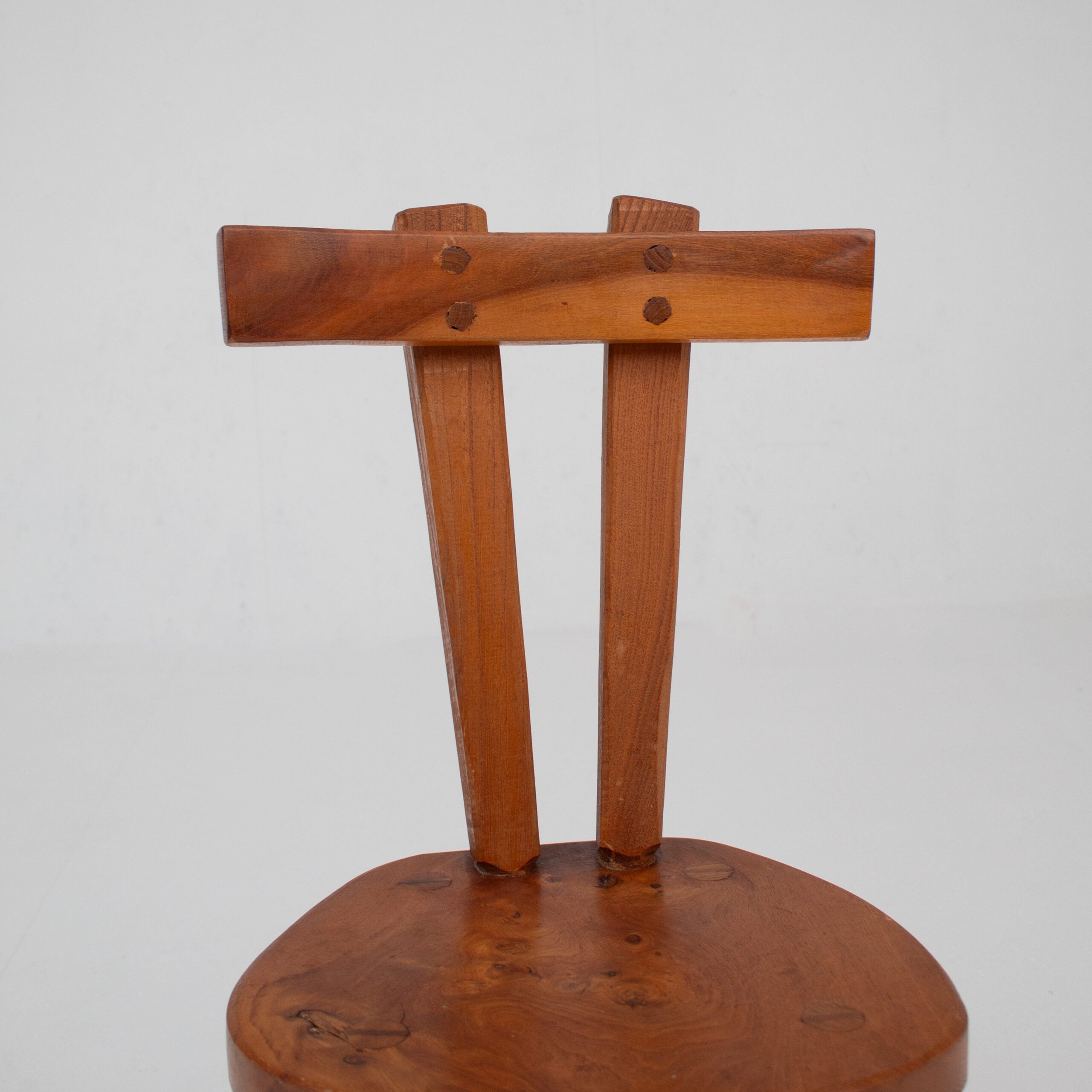Small Brutalist Solid Elm Chair, France — in context