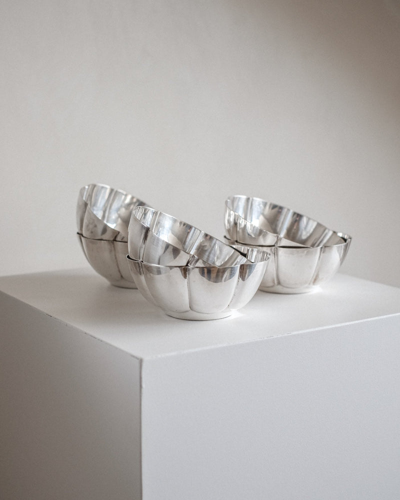 Set of 6 Silver-Plated Bowls 1960s by septembre studios | The Oblist — silver metal, vintage serveware