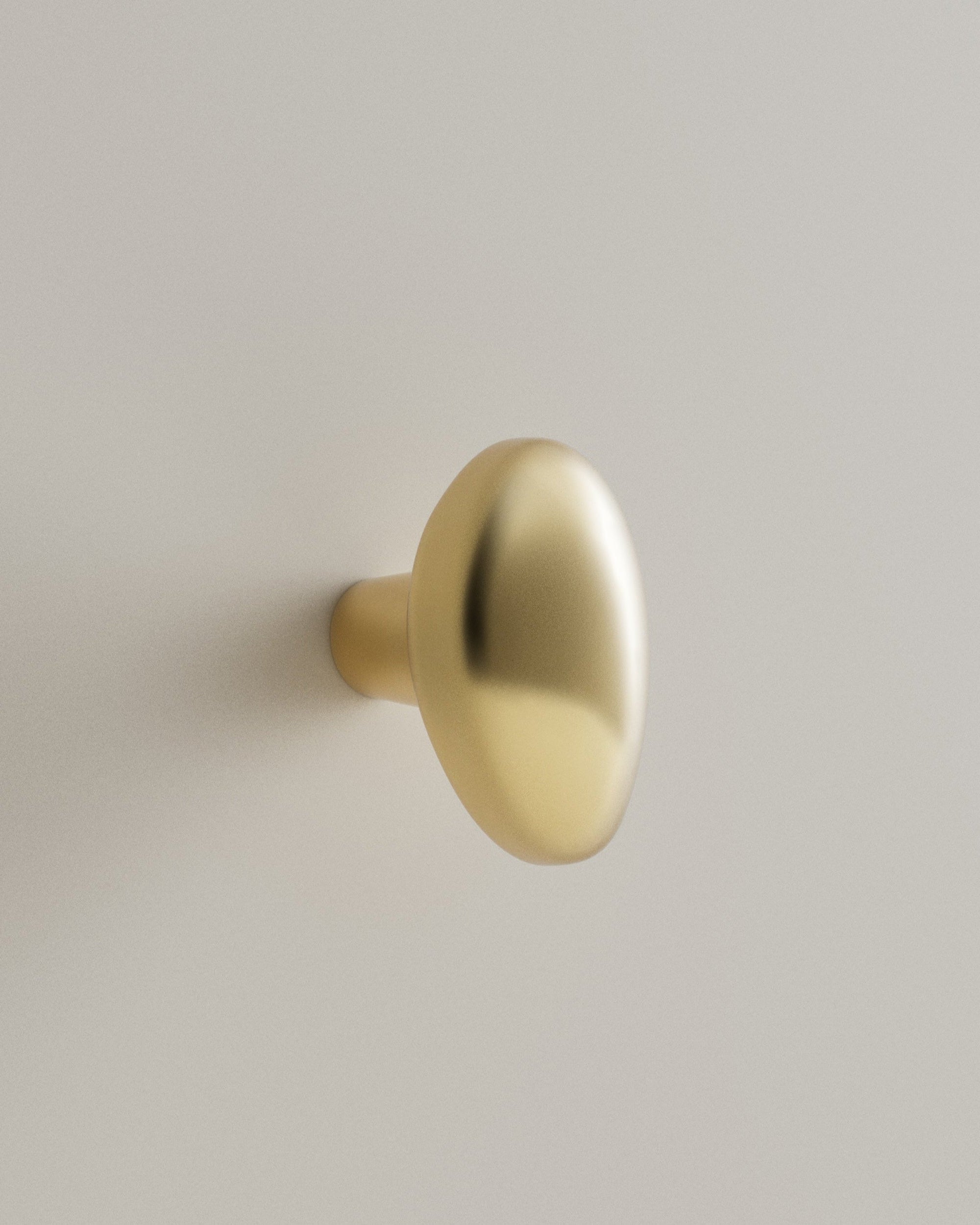 MOMI Cabinet Knob/Wall Hook Short — close-up of shiny gold surface