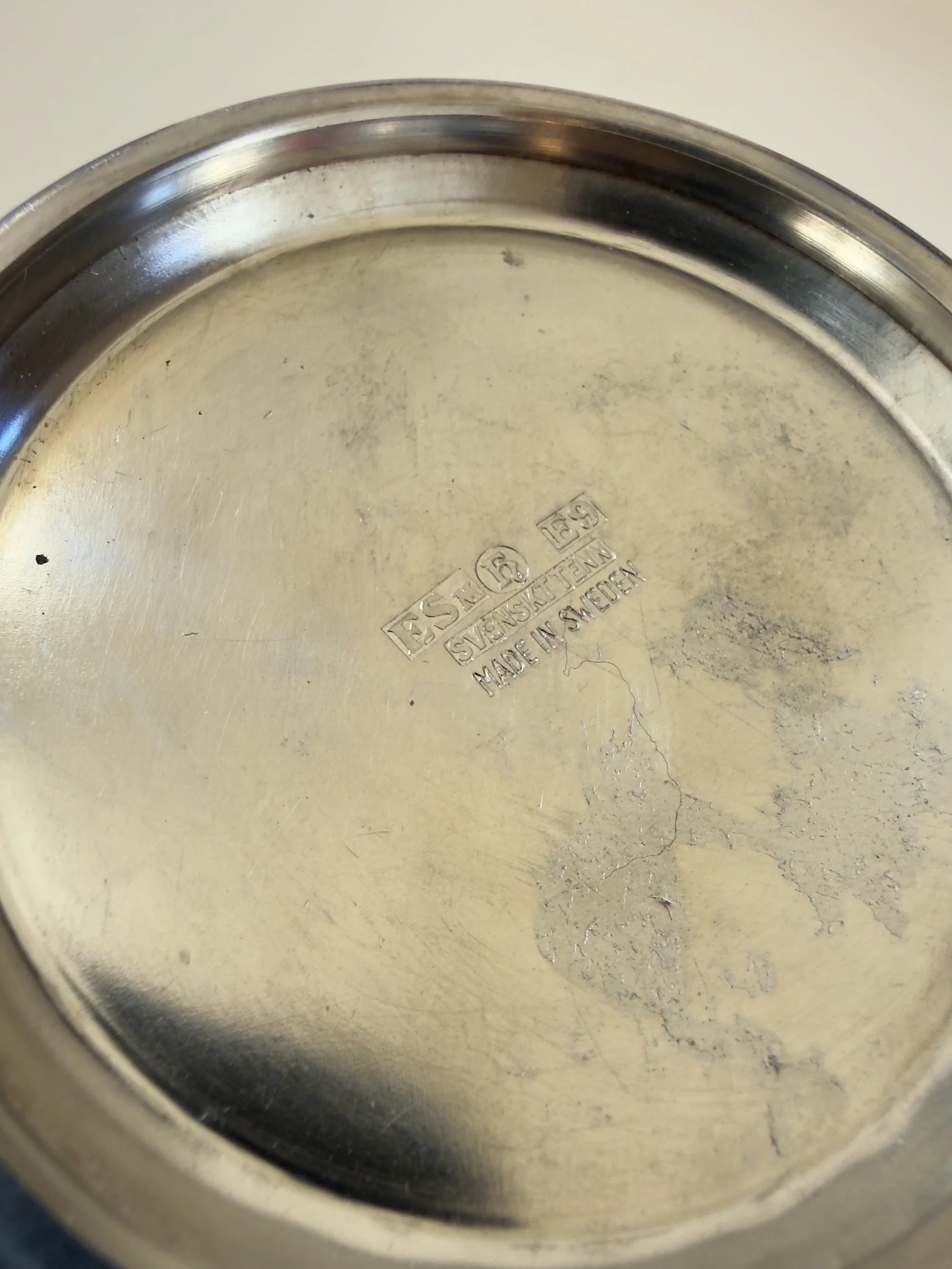 Pewter Vase by Ernst Svedbom, 1955 — underside view showing maker's mark