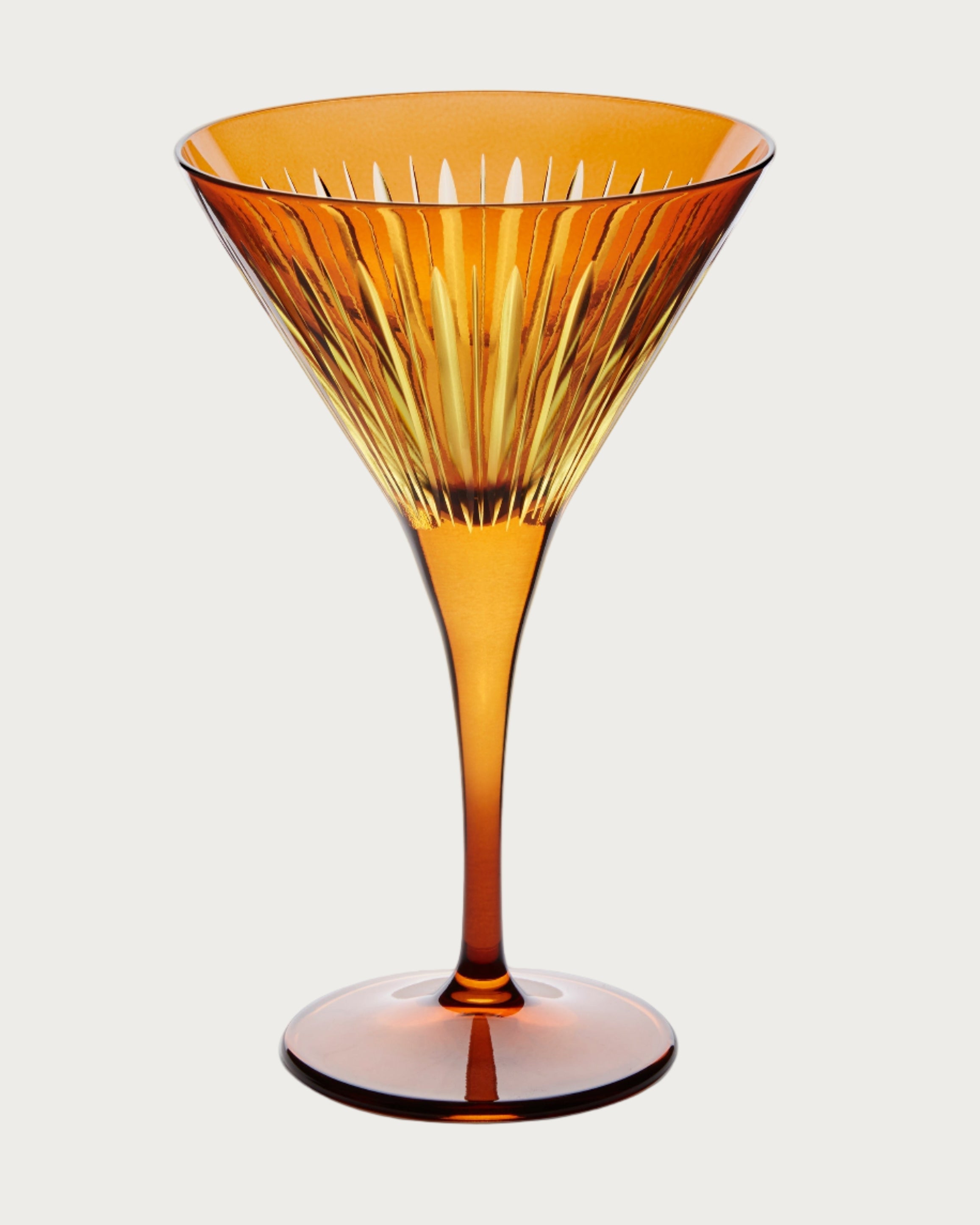 Prism Martini Glasses - Assorted (Set of 4) — side angle highlighting amber glass design