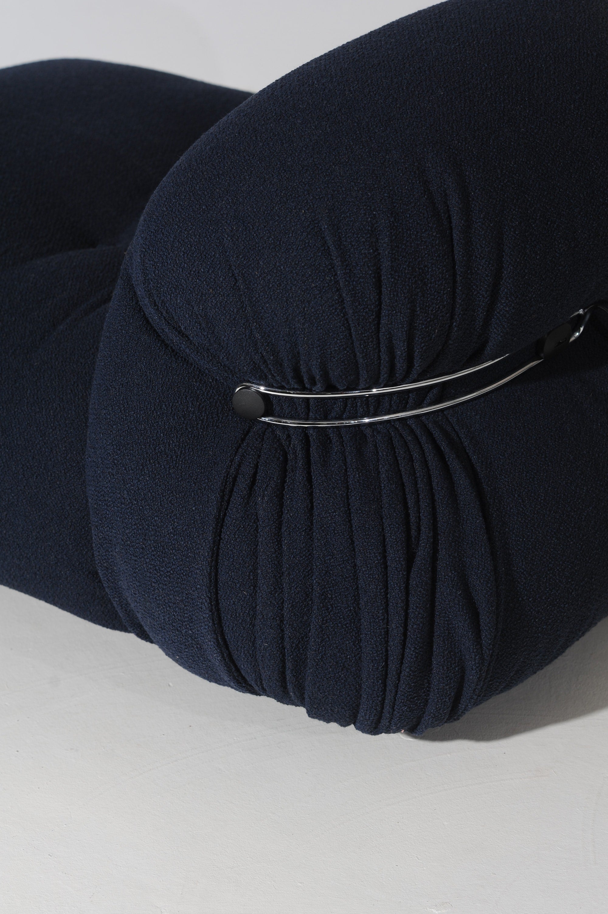 Soriana Chaise Longue and Pouf Set by Afra & Tobia Scarpa in Navy Boucle — in context