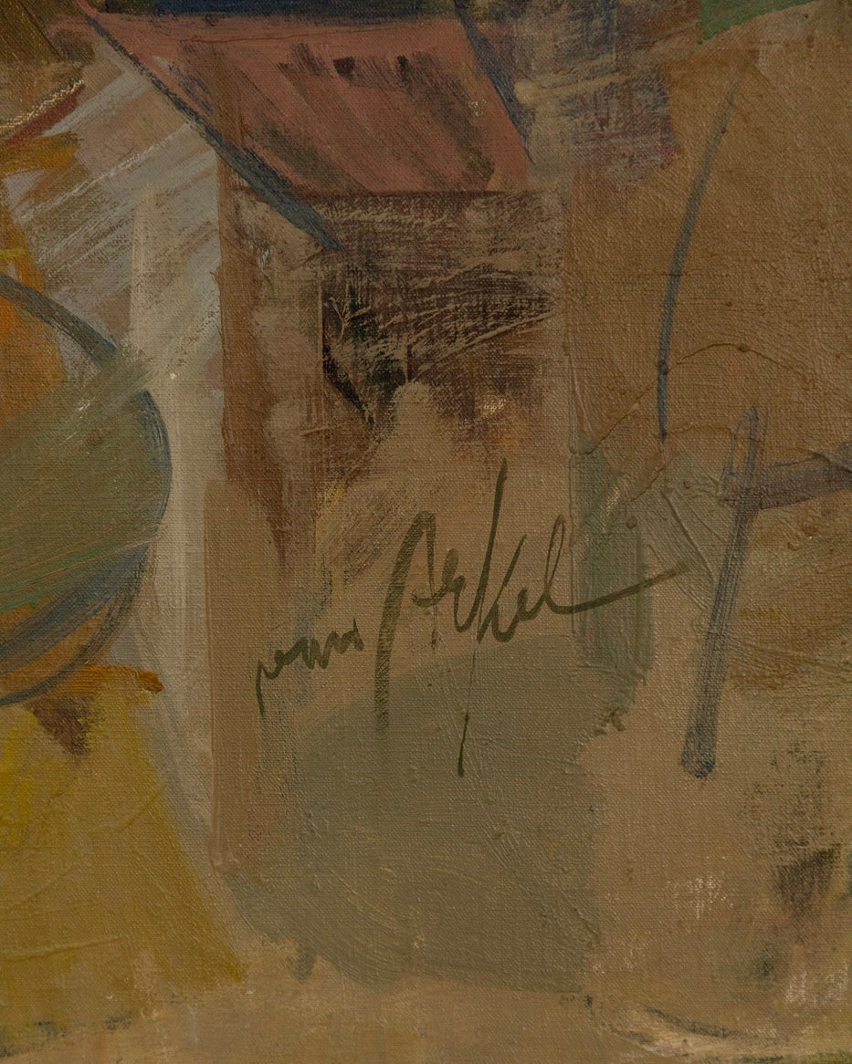 Vintage Oil On Canvas Landscape Painting by Adrian van Arkel — lifestyle setting