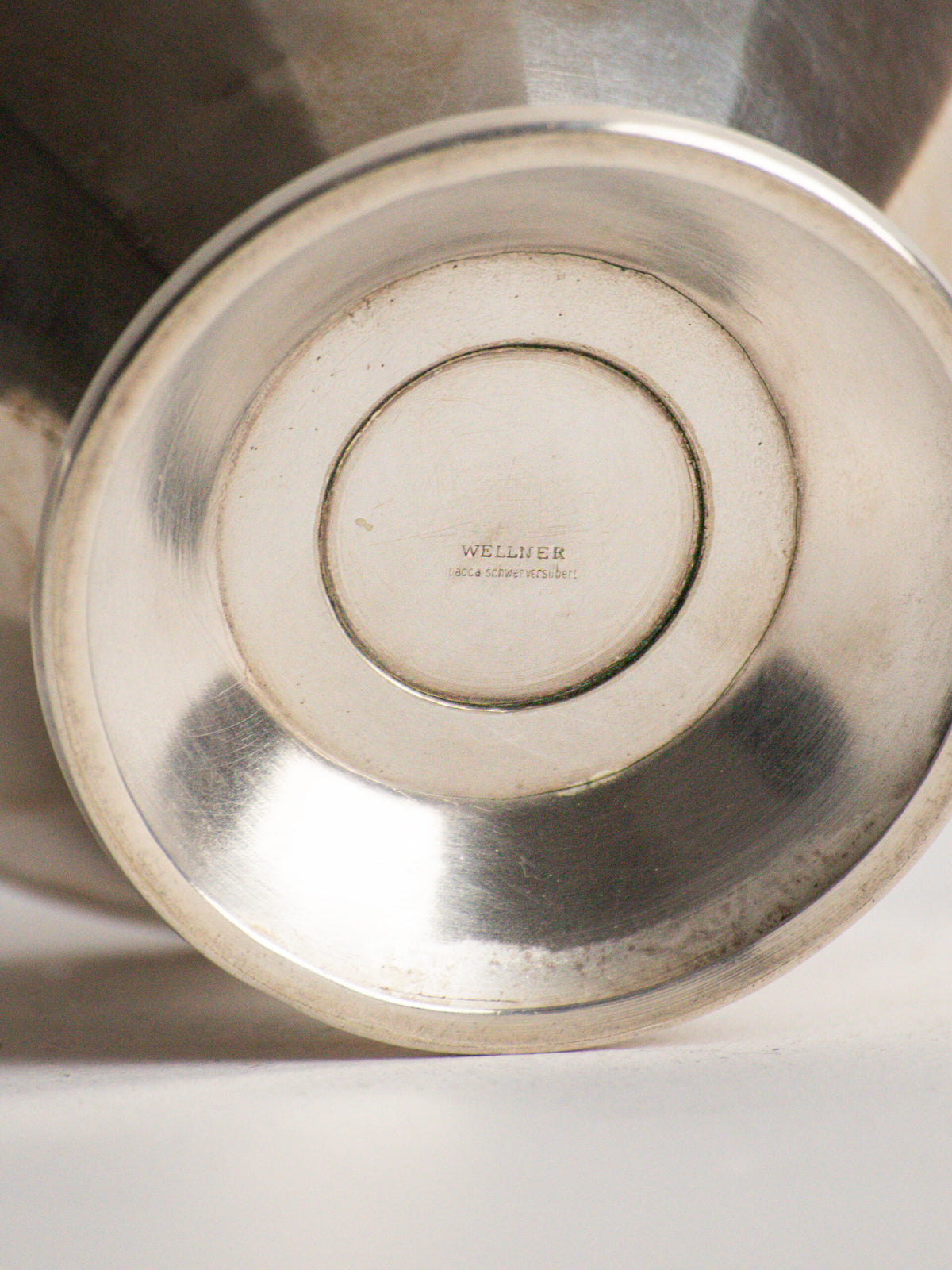 Wellner Faceted Conical Lidded Sugar Bowl in Silver-Plated Alpacca, German Art Deco, 1930s — view 9