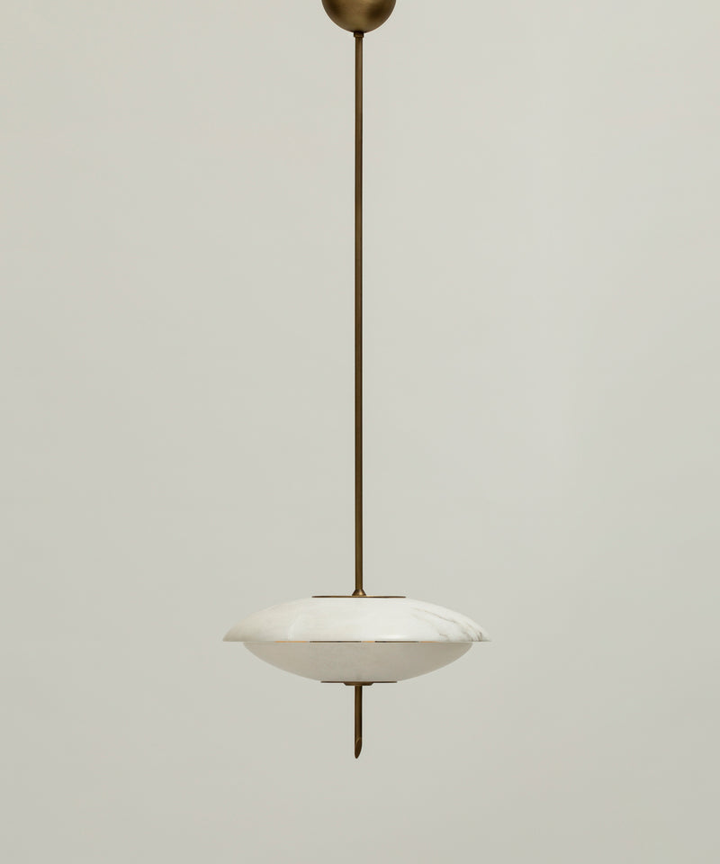 "COSMOS" Chandelier in alabaster and antiquated brushed brass by MATLIGHT Milano | The Oblist