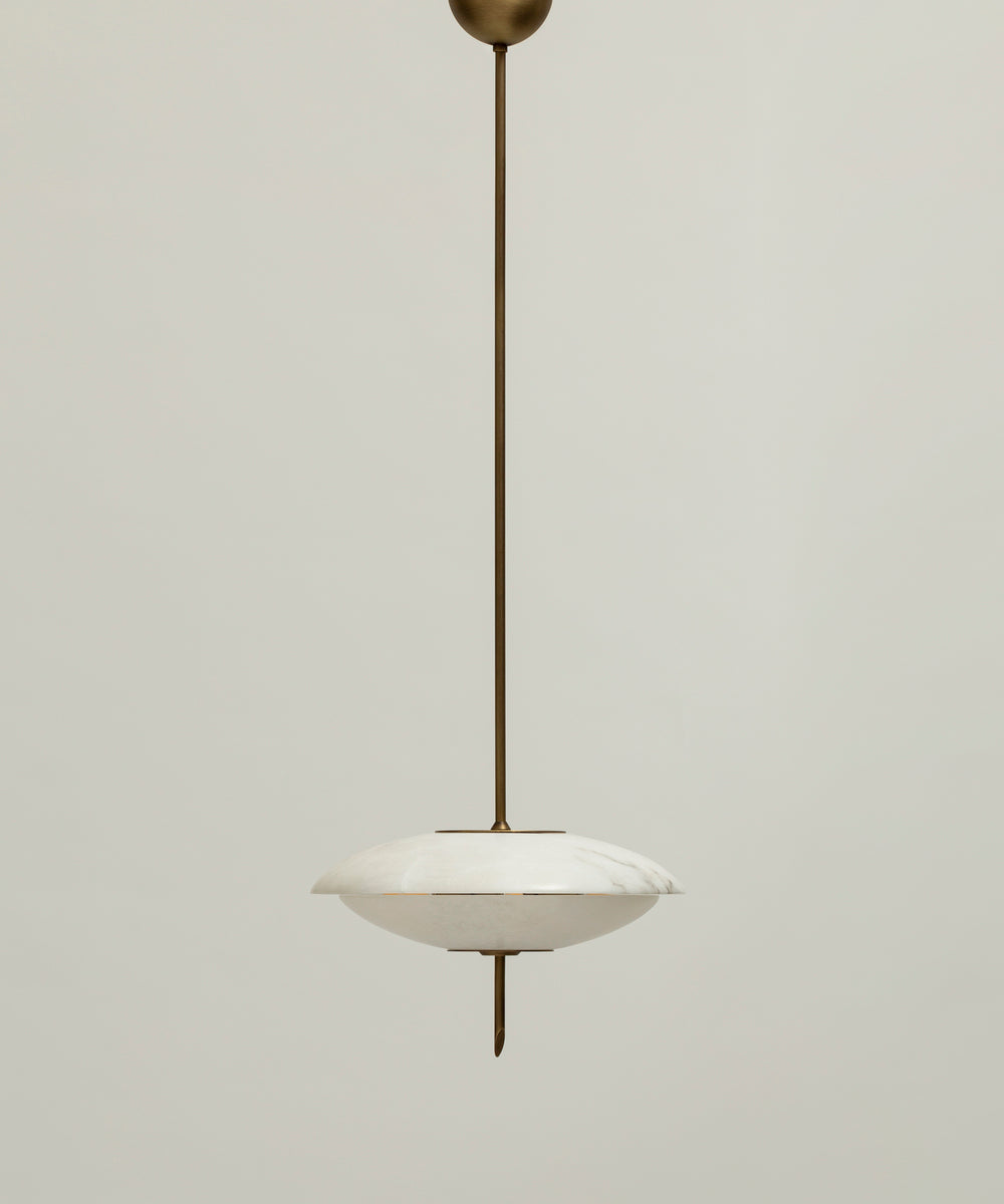 "COSMOS" Chandelier in alabaster and antiquated brushed brass by MATLIGHT Milano | The Oblist