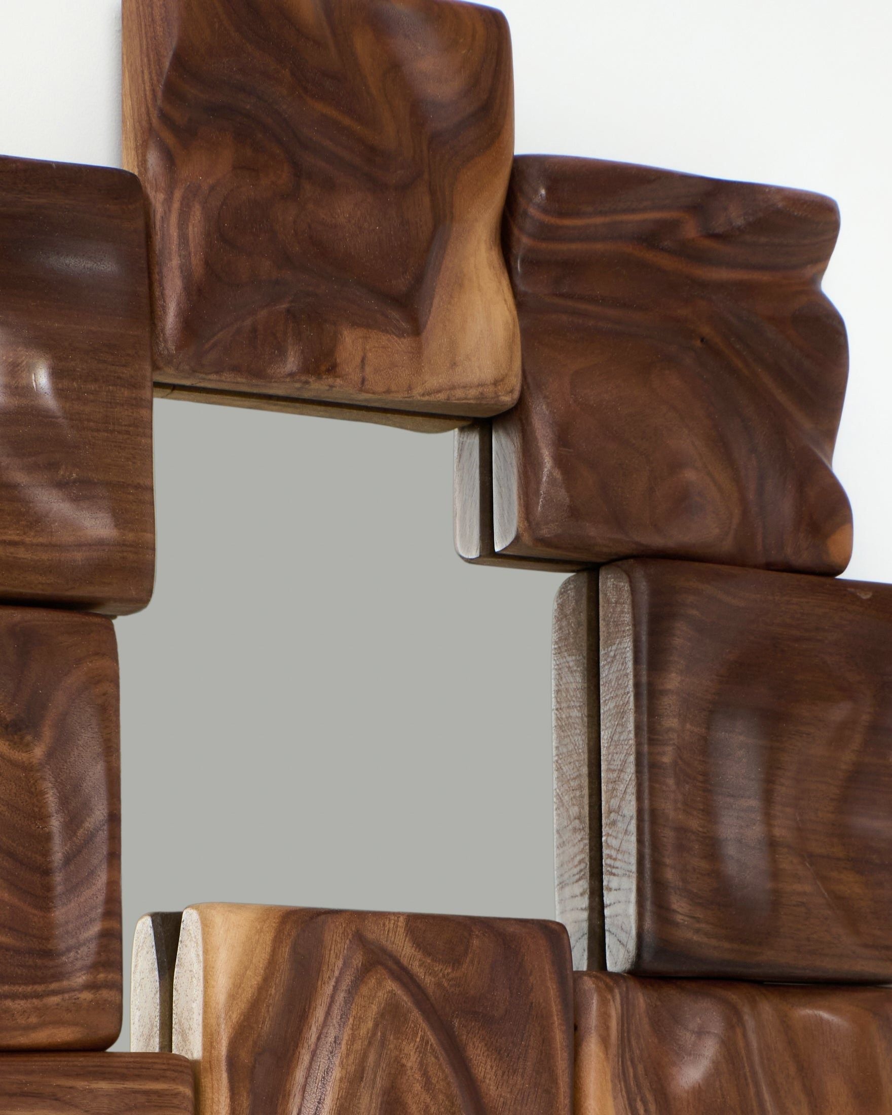 Small Catarina Mirror — back view of walnut frame detail